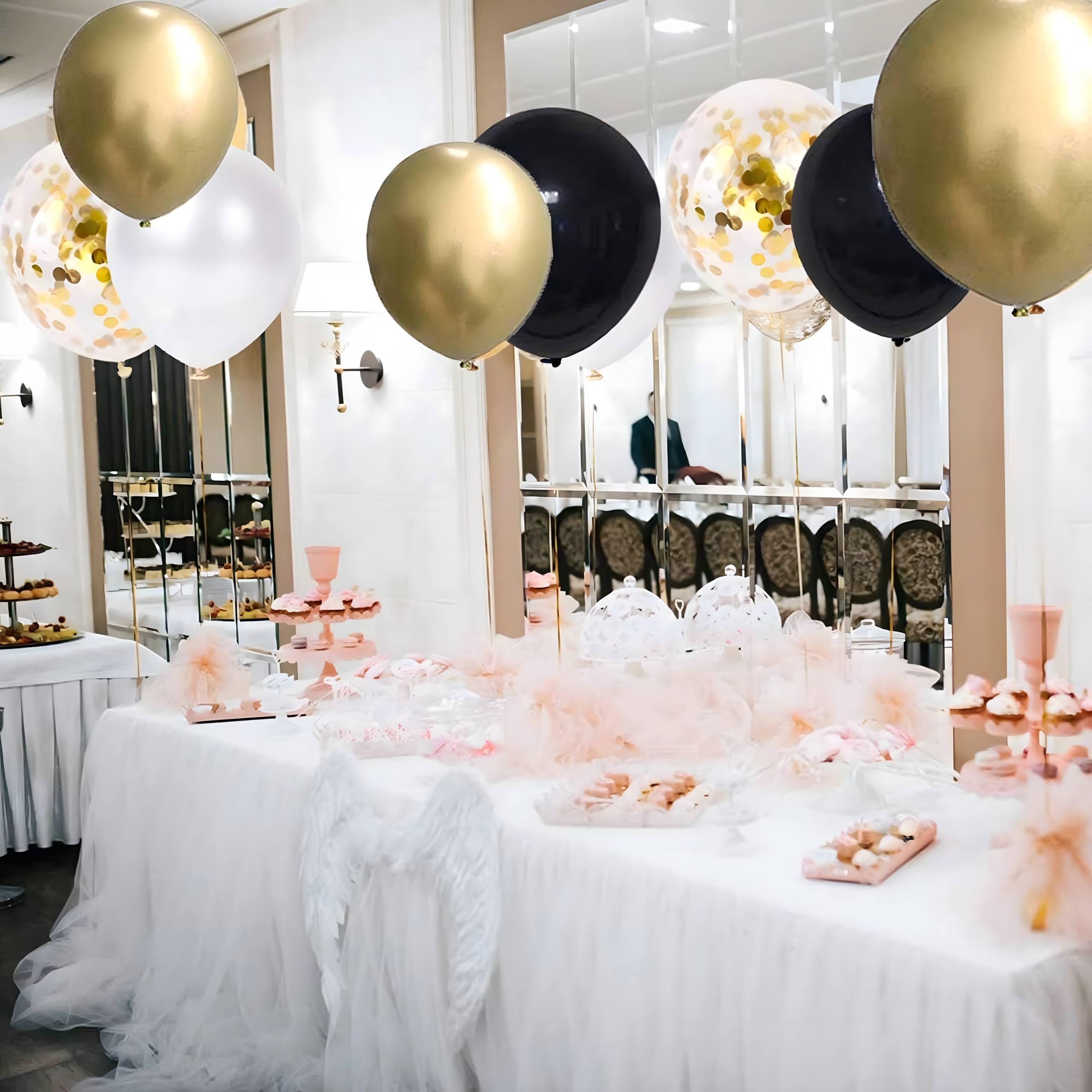 Zestaw Balonów Dekoracji Balony Na 30 Urodziny Kurtyna Ścianka Czarny Złoty - obrazek 5