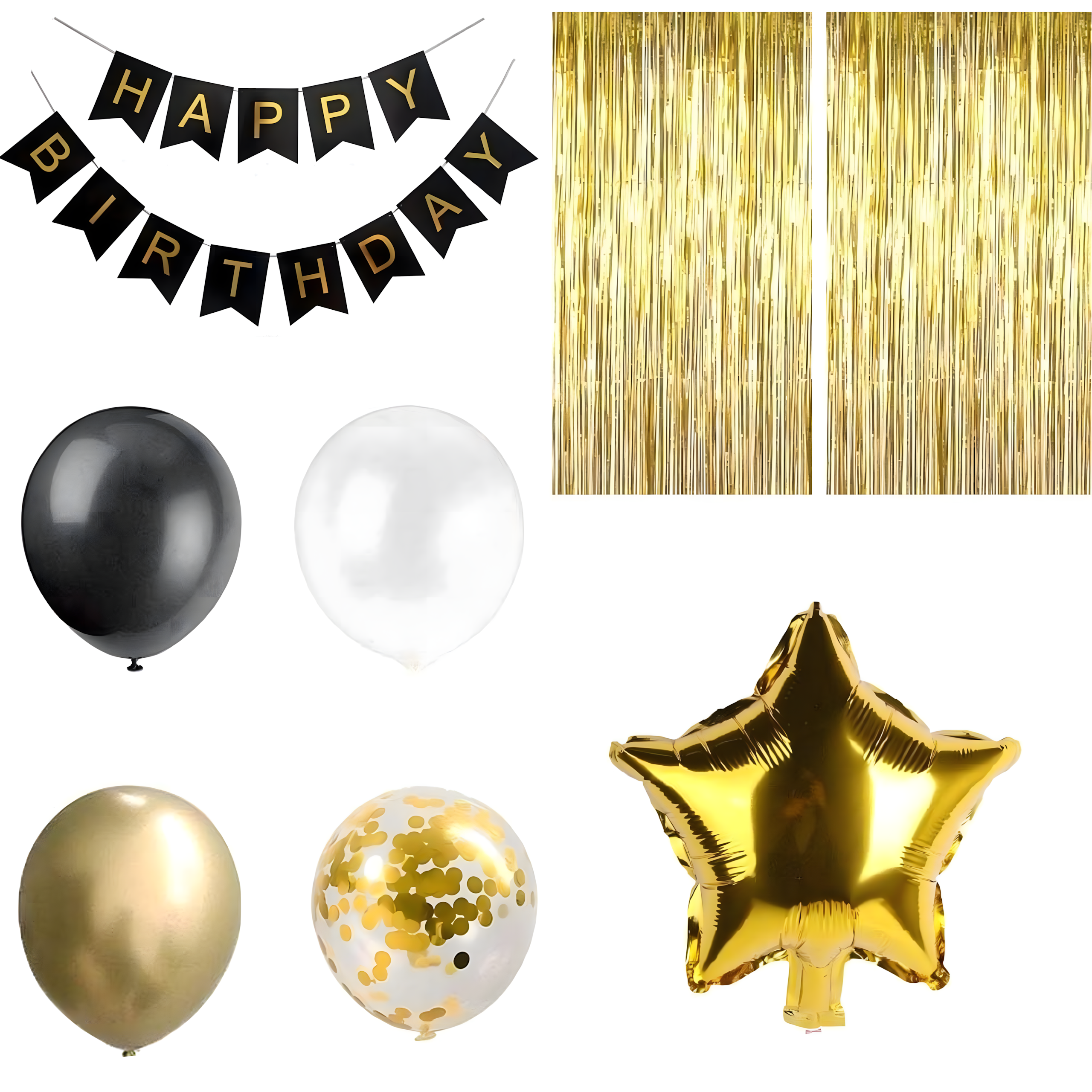 Zestaw Balonów Dekoracji Balony Na 30 Urodziny Kurtyna Ścianka Czarny Złoty - obrazek 8