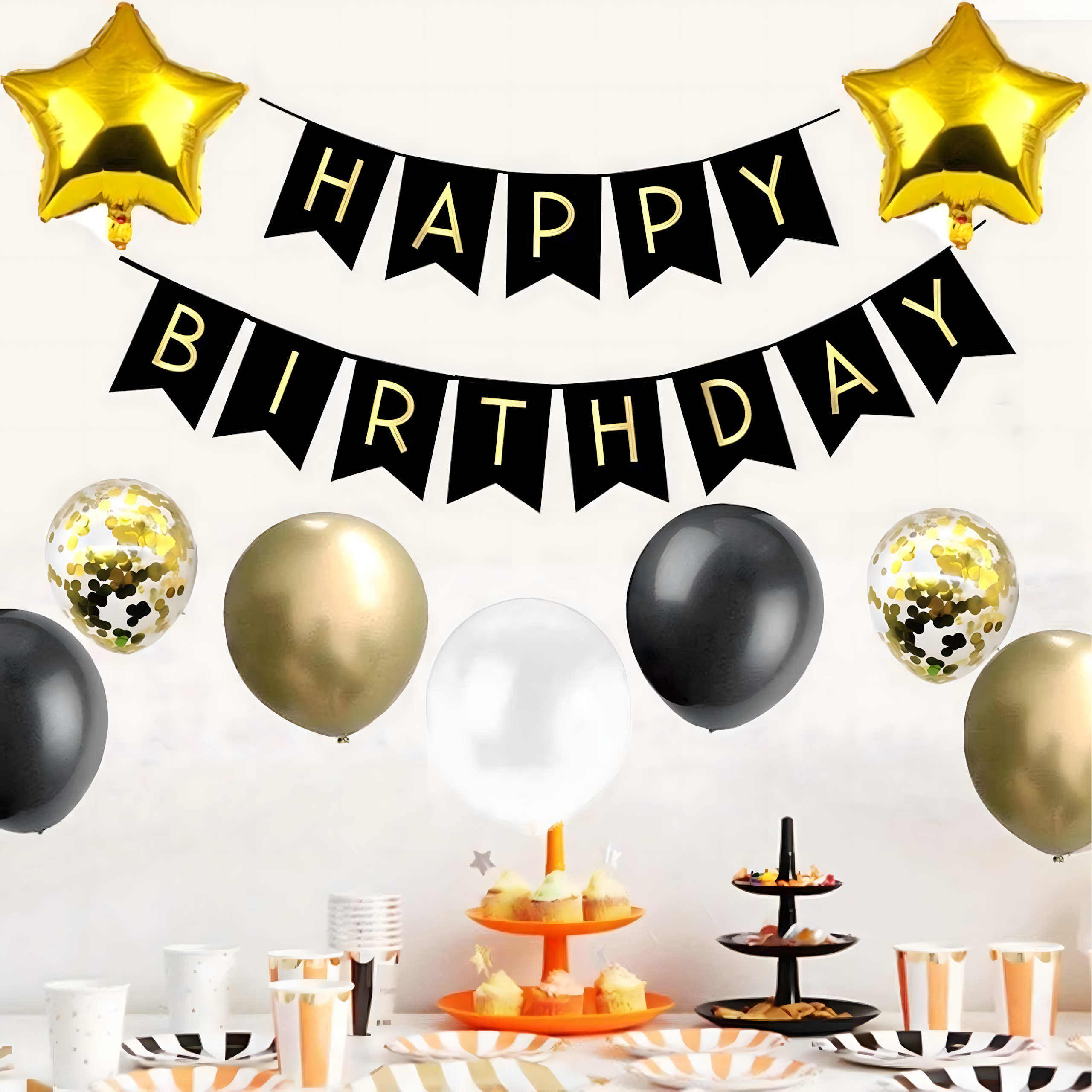 Zestaw Balonów Dekoracji Balony Na 30 Urodziny Kurtyna Ścianka Czarny Złoty - obrazek 9