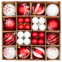 Bombki Choinkowe Świąteczne Błyszczące Nietłukące Ozdobne Zestaw 44 szt