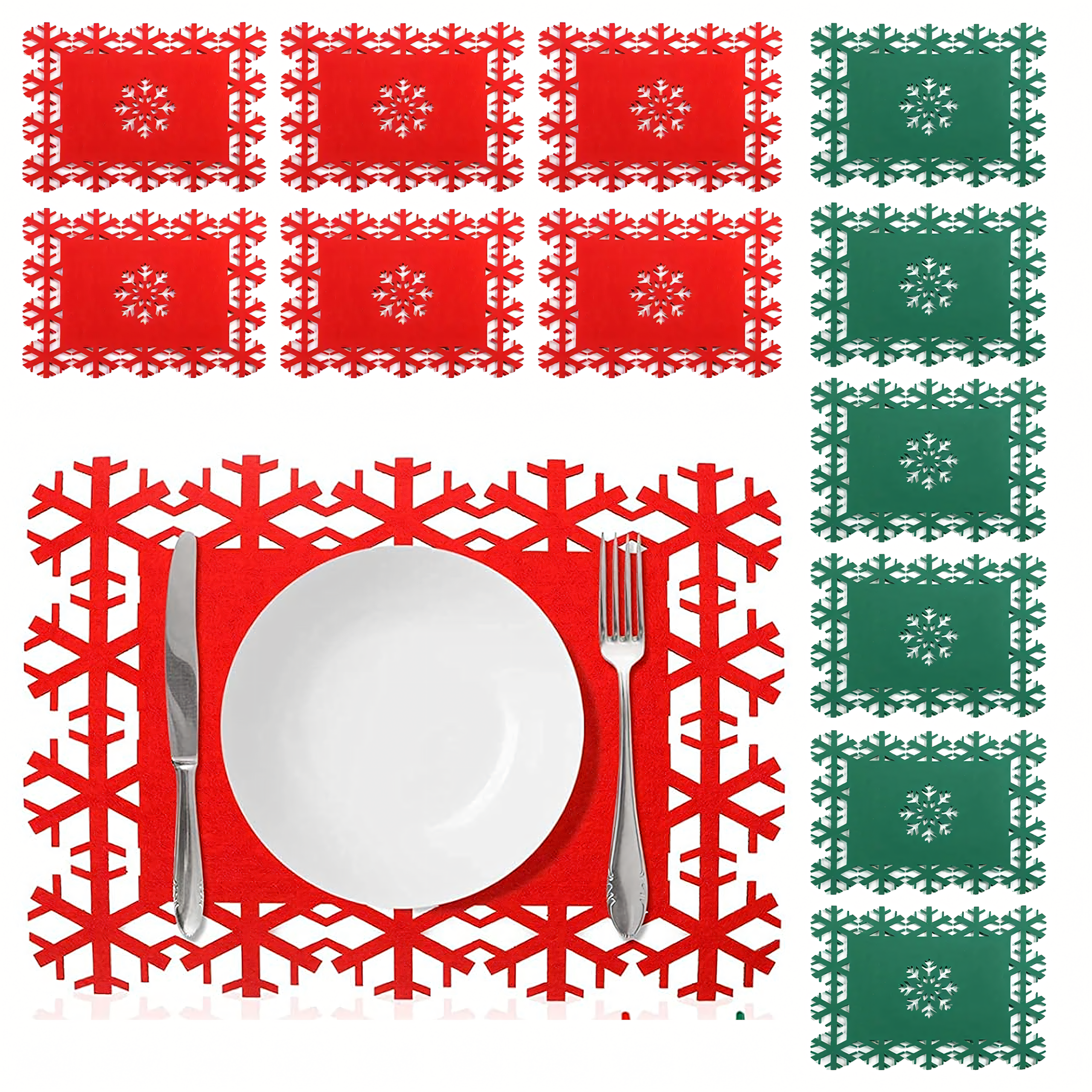 Zestaw 12 szt Podkładki Świąteczne Filcowe Śnieżynki pod Talerz Święta