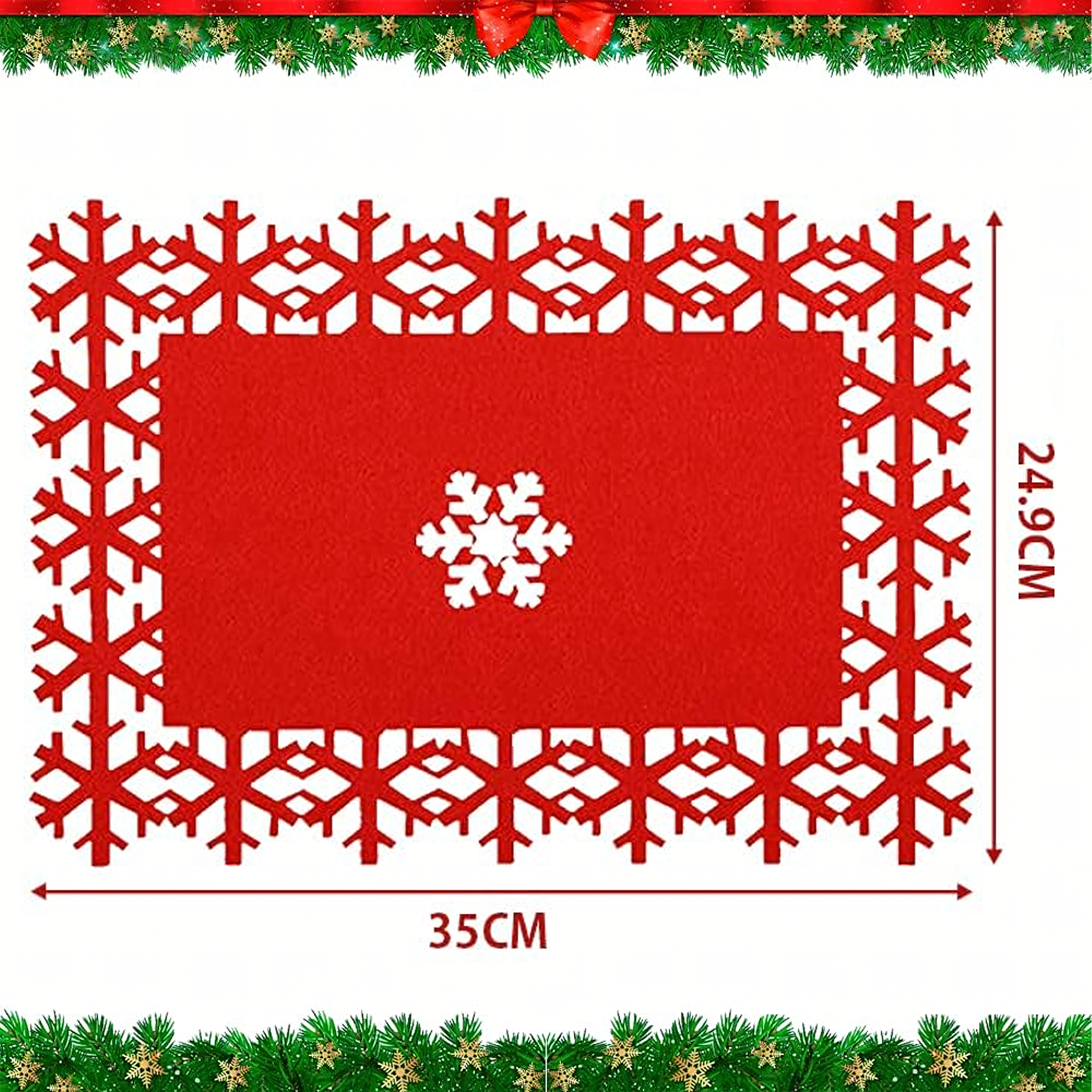 Zestaw 12 szt Podkładki Świąteczne Filcowe Śnieżynki pod Talerz Święta - obrazek 3