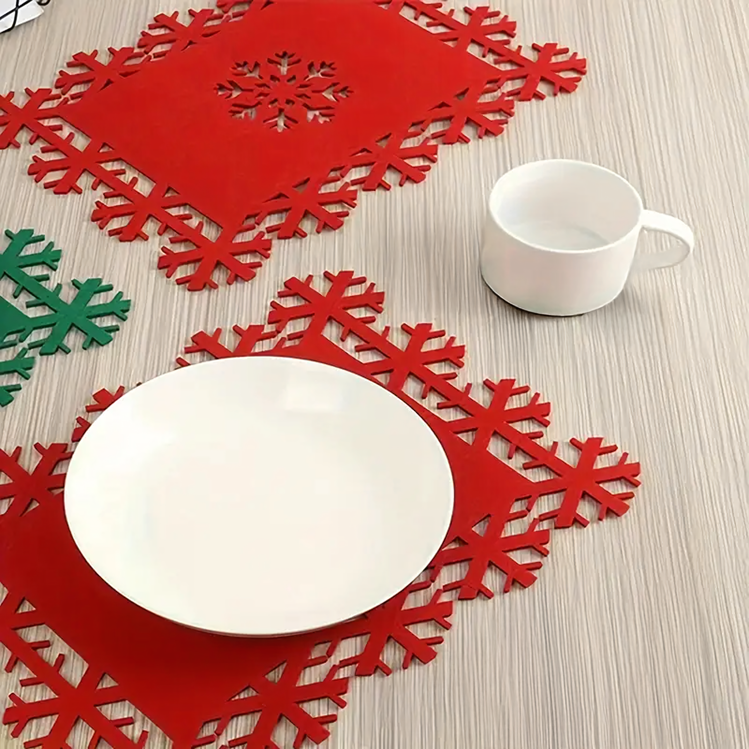 Zestaw 12 szt Podkładki Świąteczne Filcowe Śnieżynki pod Talerz Święta - obrazek 8