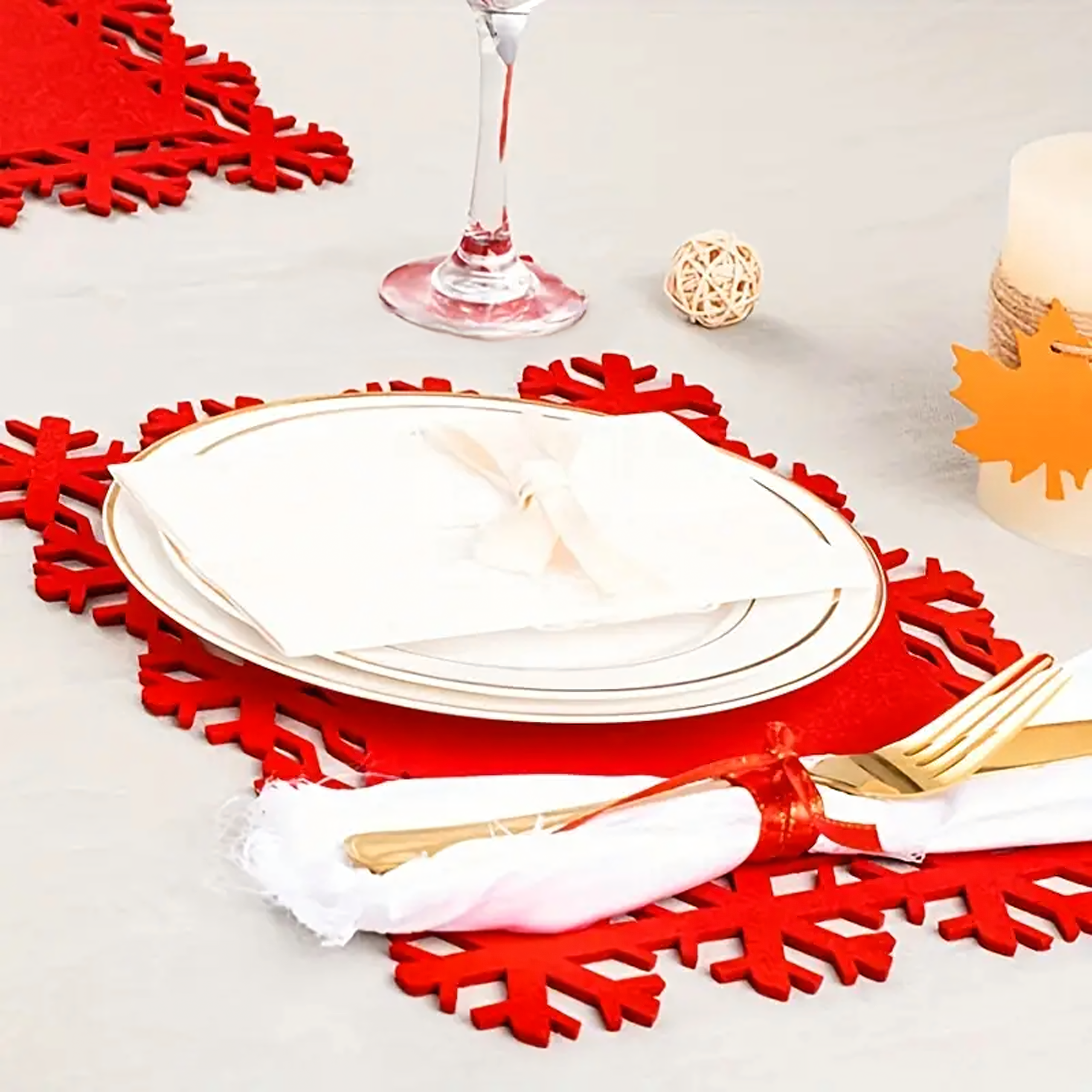 Zestaw 12 szt Podkładki Świąteczne Filcowe Śnieżynki pod Talerz Święta - obrazek 11