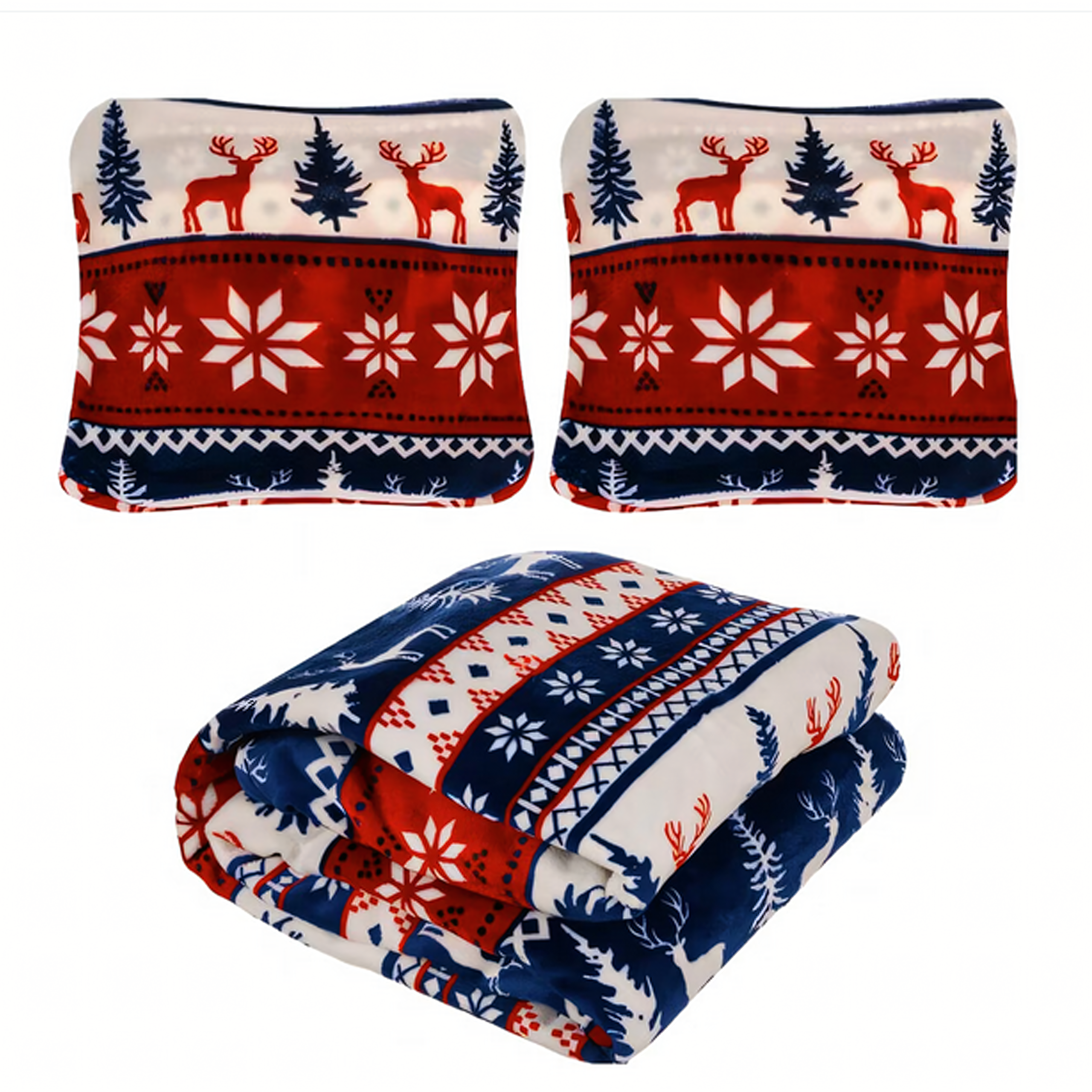 Gruby Koc Świąteczny Miękki Narzuta 2 Poszewki Ciepły na Prezent 160x200 cm - obrazek 11