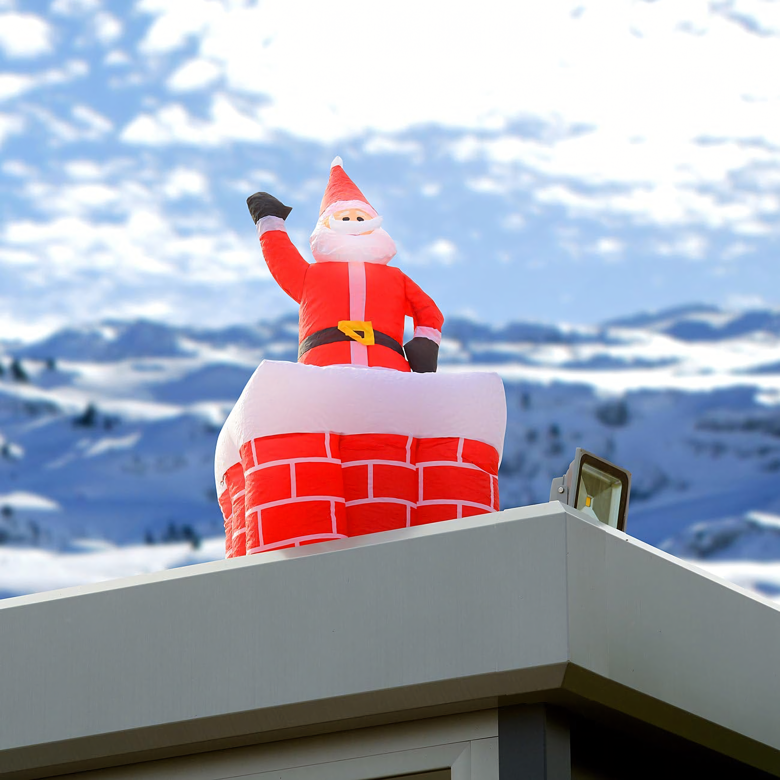 Dmuchany Mikołaj w Kominie Wysuwający Ruchomy Podświetlany Led 160 cm