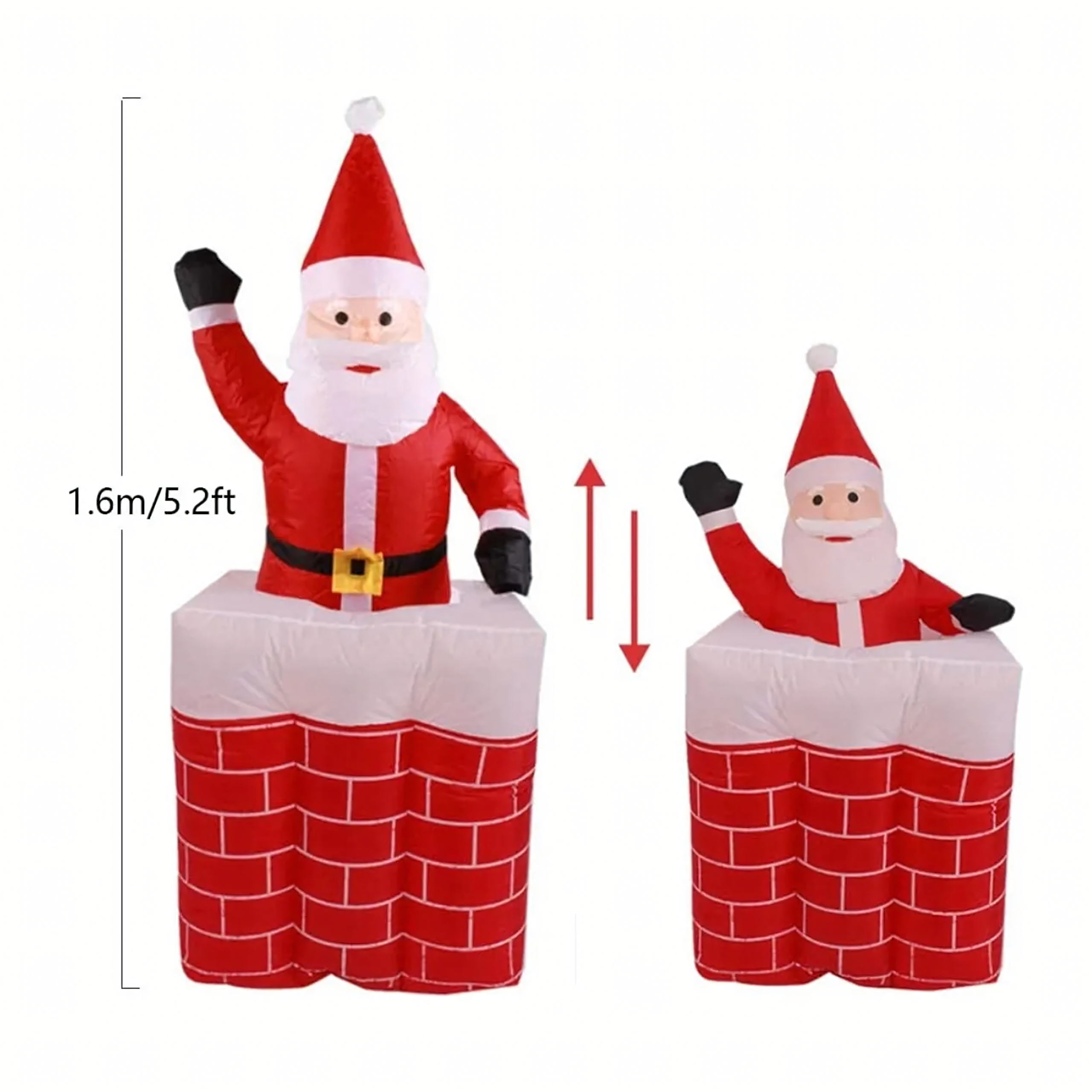 Dmuchany Mikołaj w Kominie Wysuwający Ruchomy Podświetlany Led 160 cm - obrazek 5