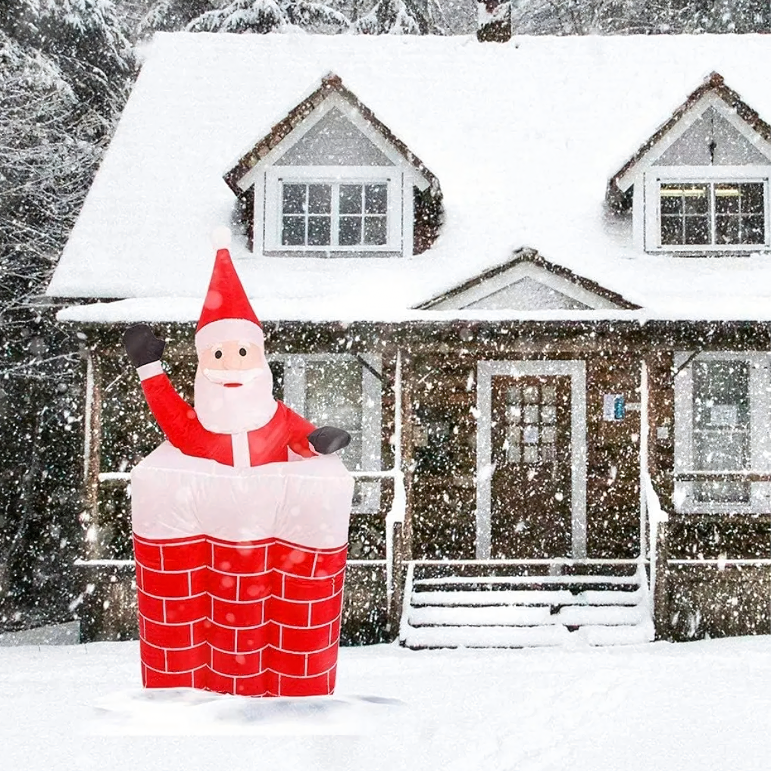 Dmuchany Mikołaj w Kominie Wysuwający Ruchomy Podświetlany Led 160 cm - obrazek 6