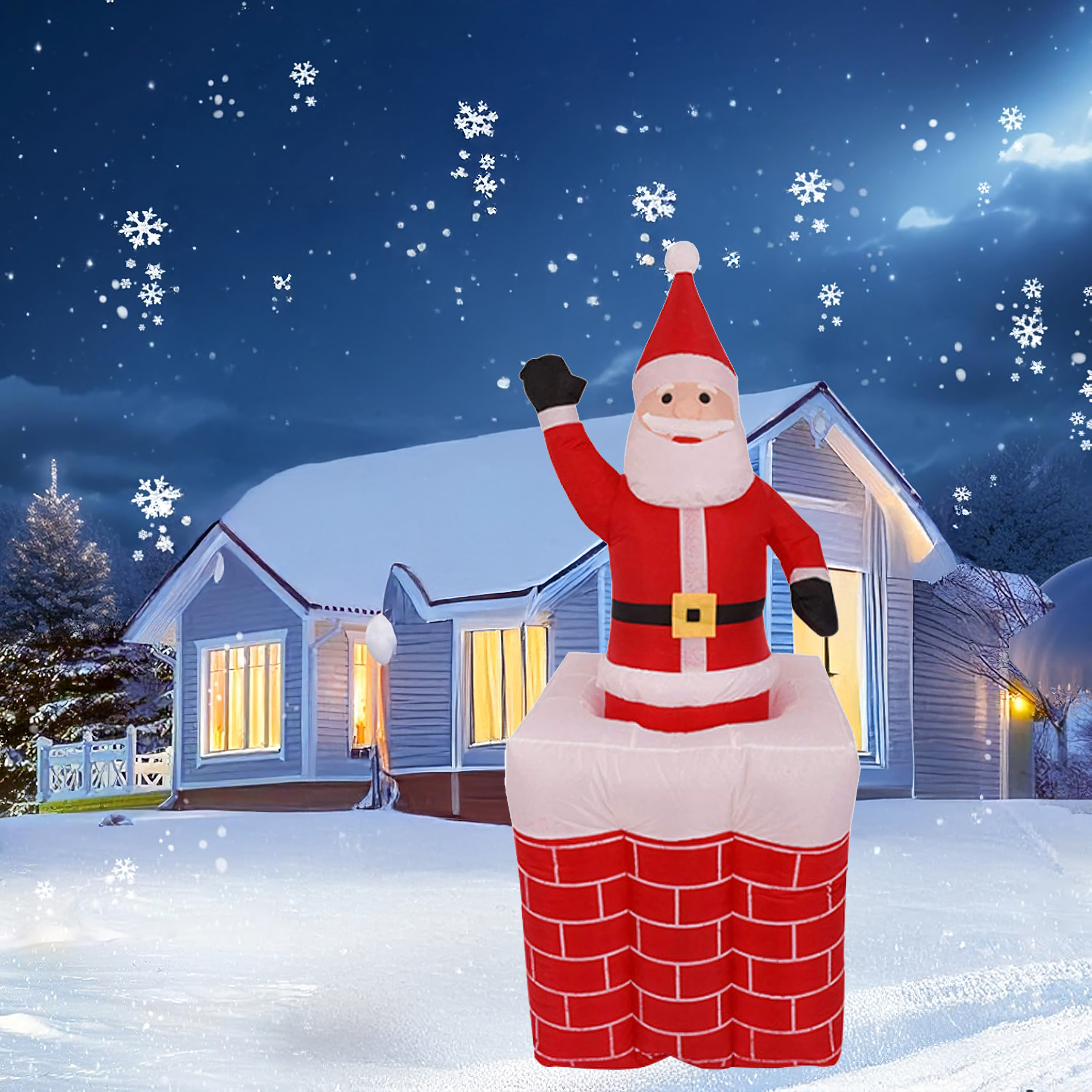 Dmuchany Mikołaj w Kominie Wysuwający Ruchomy Podświetlany Led 160 cm - obrazek 11