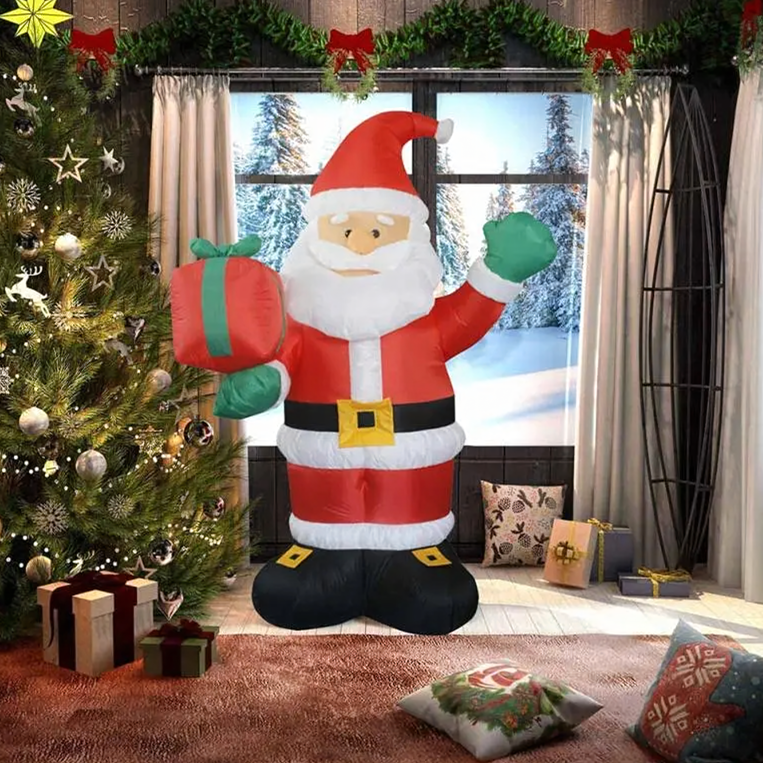 Dmuchany Mikołaj Świąteczny Ozdoba Boże Narodzenie Podświetlany 135cm Led - obrazek 9