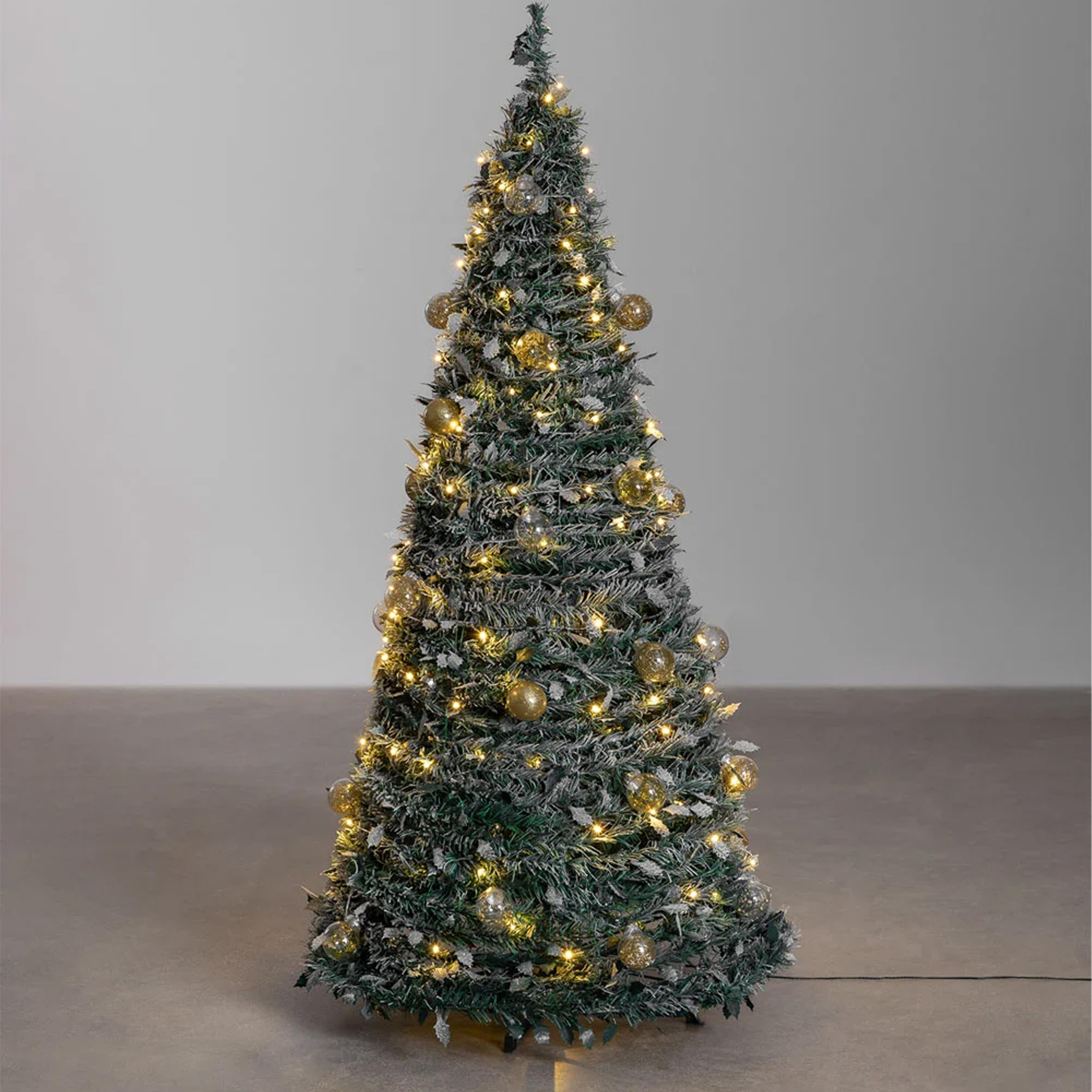 Choinka Świąteczna Udekorowana Ozdobna Gotowa Składana 120cm Lampki Bombki - obrazek 4