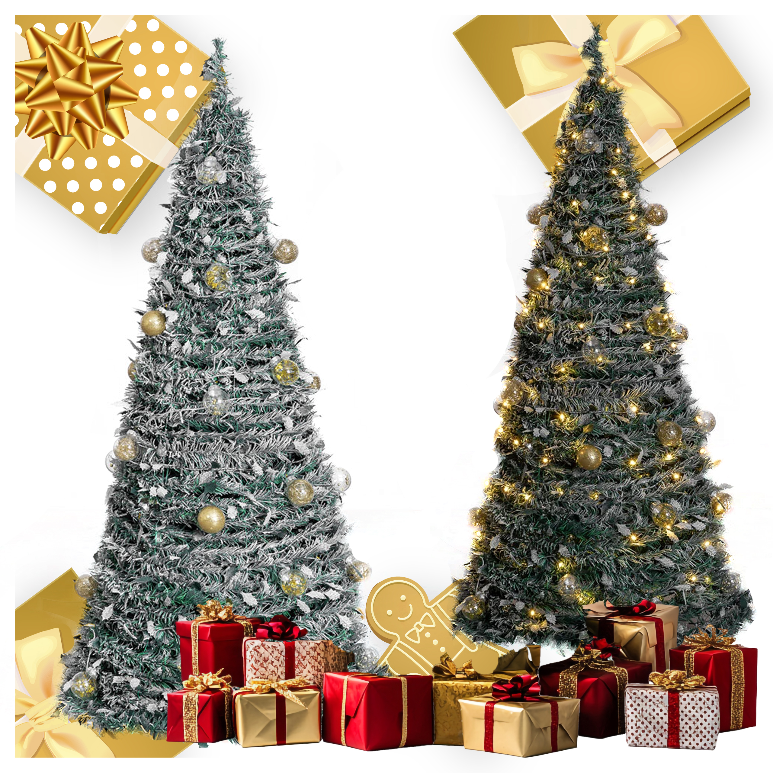 Choinka Świąteczna Udekorowana Ozdobna Gotowa Składana 120cm Lampki Bombki - obrazek 10