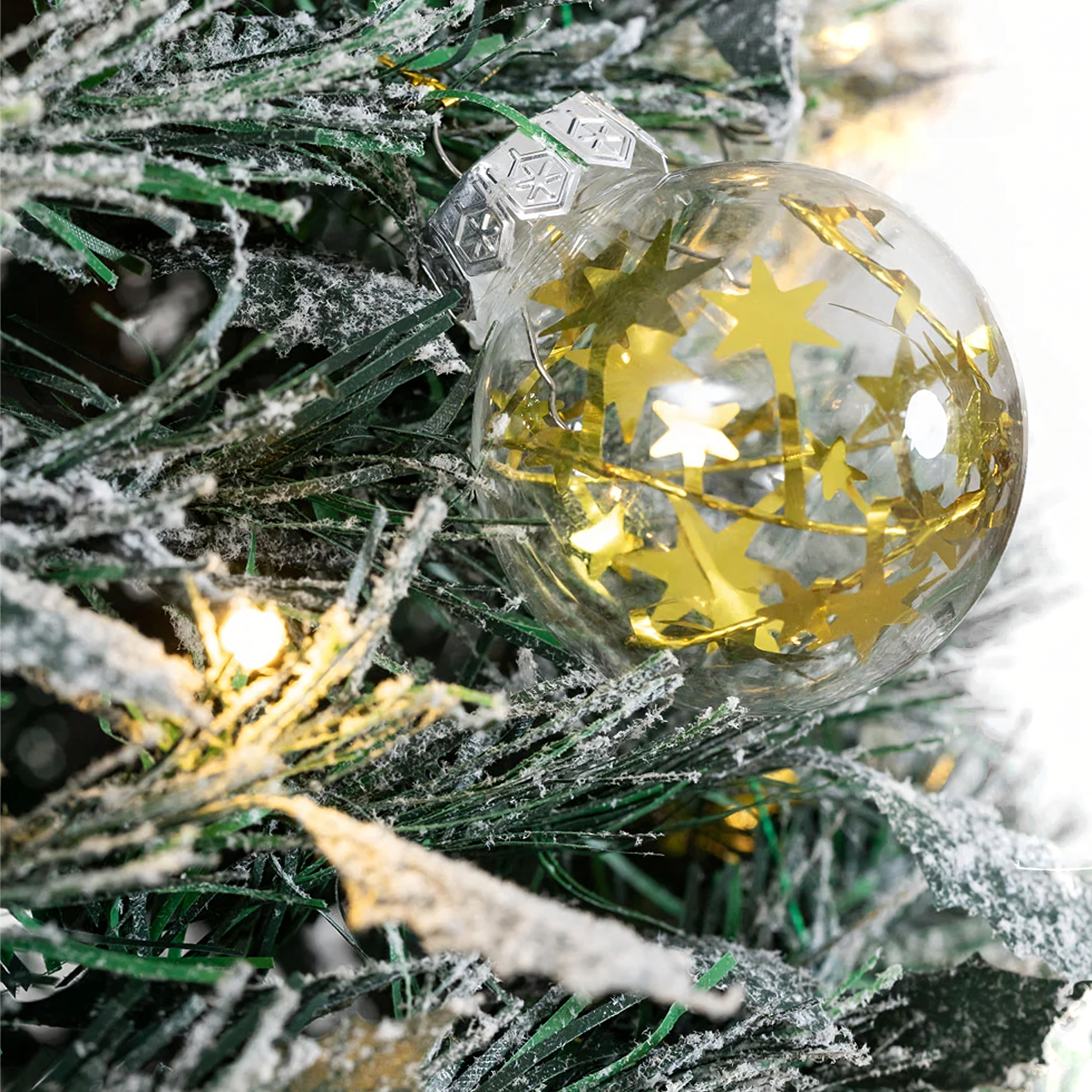 Choinka Świąteczna Udekorowana Ozdobna Gotowa Składana 150cm Lampki Bombki