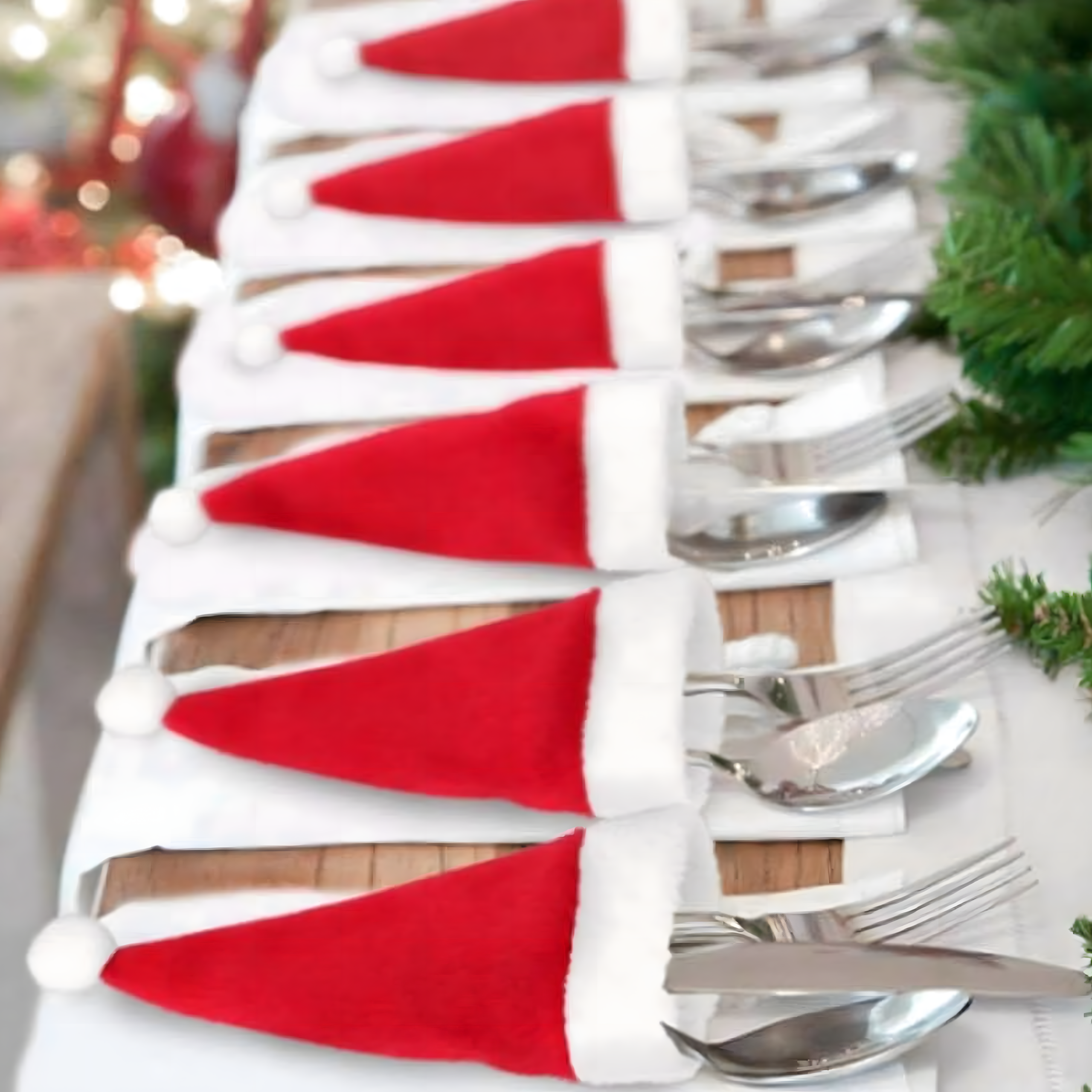 12x Etui na Sztućce Świąteczne Pokrowce Pokrowiec na Święta Czapka Mikołaj - obrazek 8