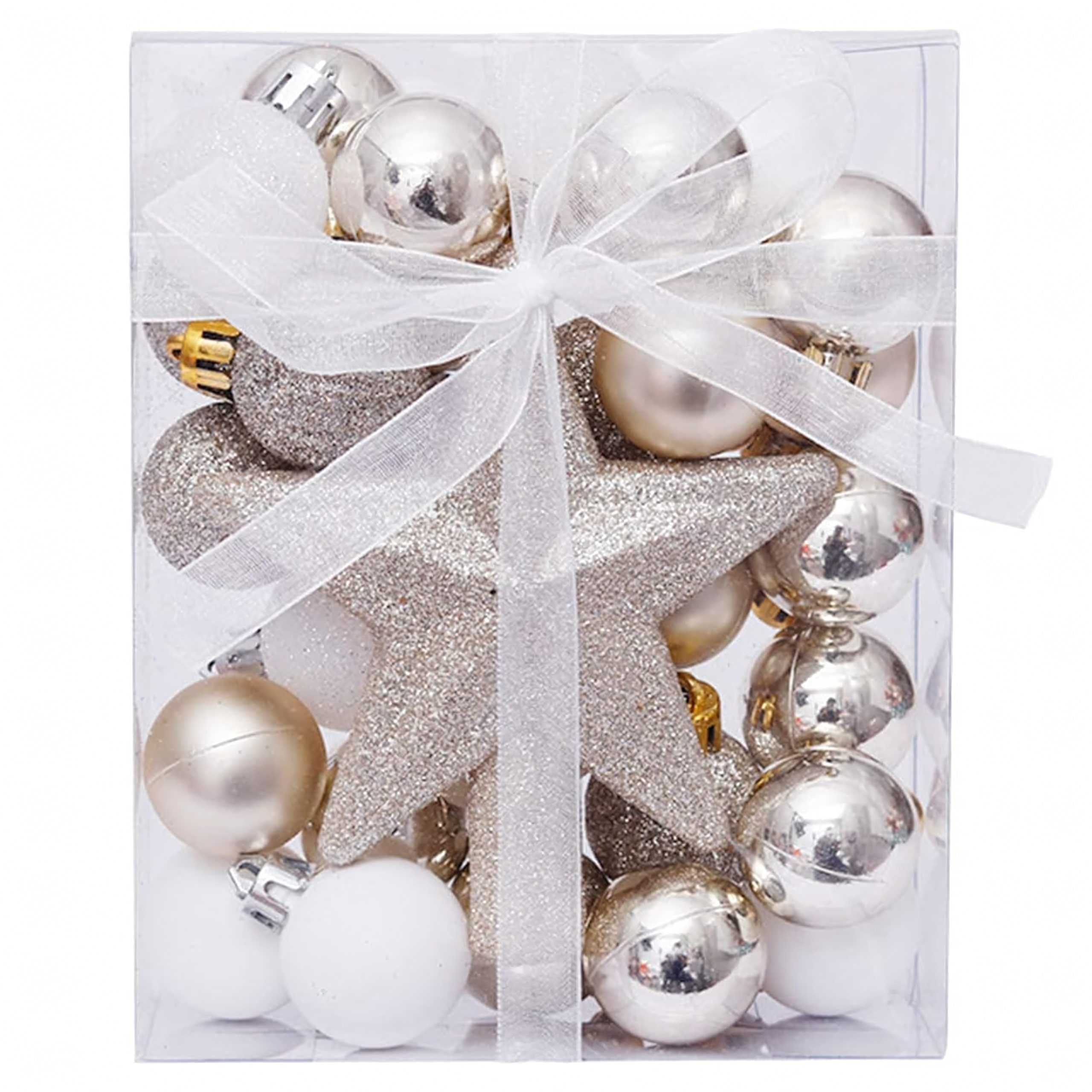 Zestaw Bombek Choinkowych Świątecznych 30 szt Gwiazda na Choinkę Stroik
