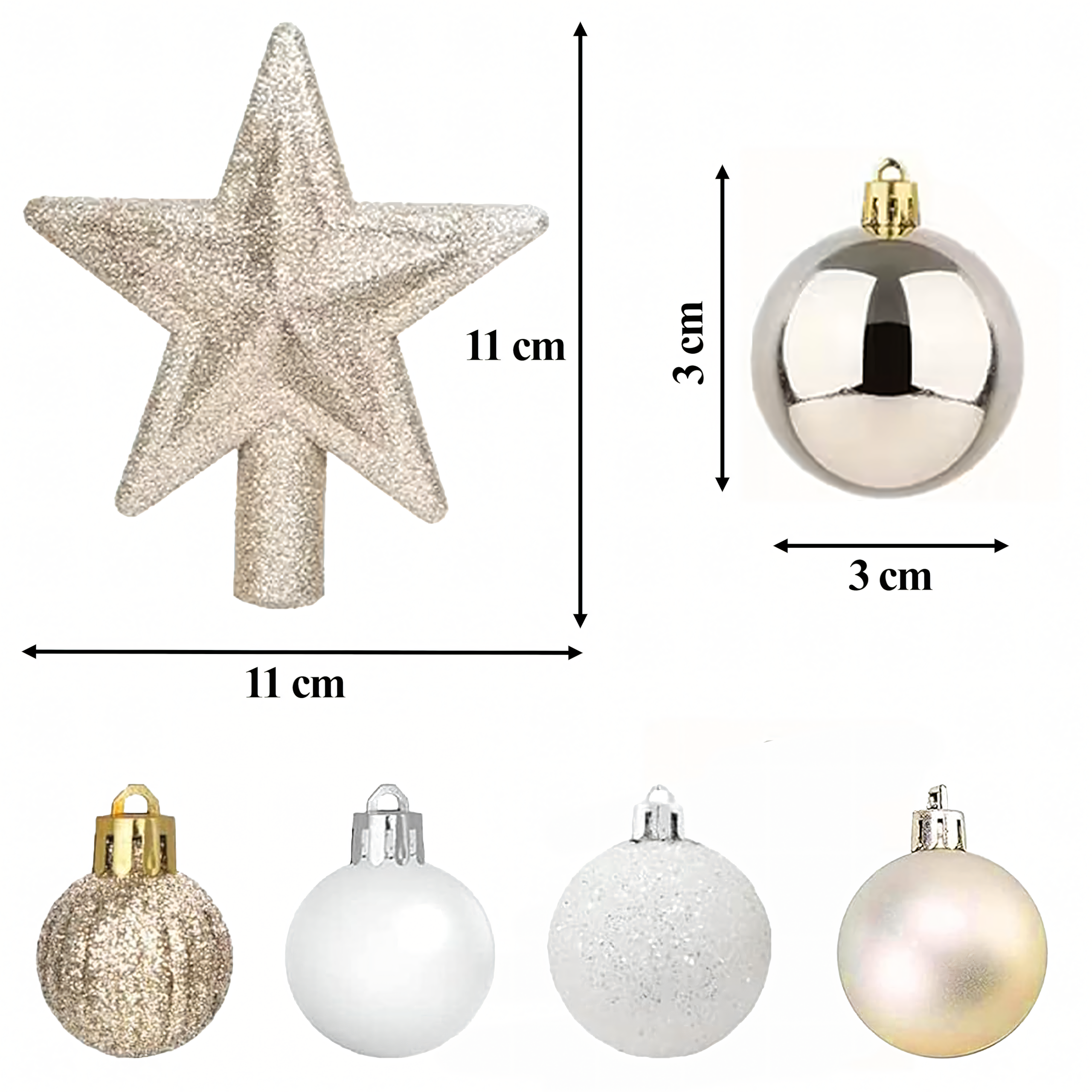 Zestaw Bombek Choinkowych Świątecznych 30 szt Gwiazda na Choinkę Stroik - obrazek 6