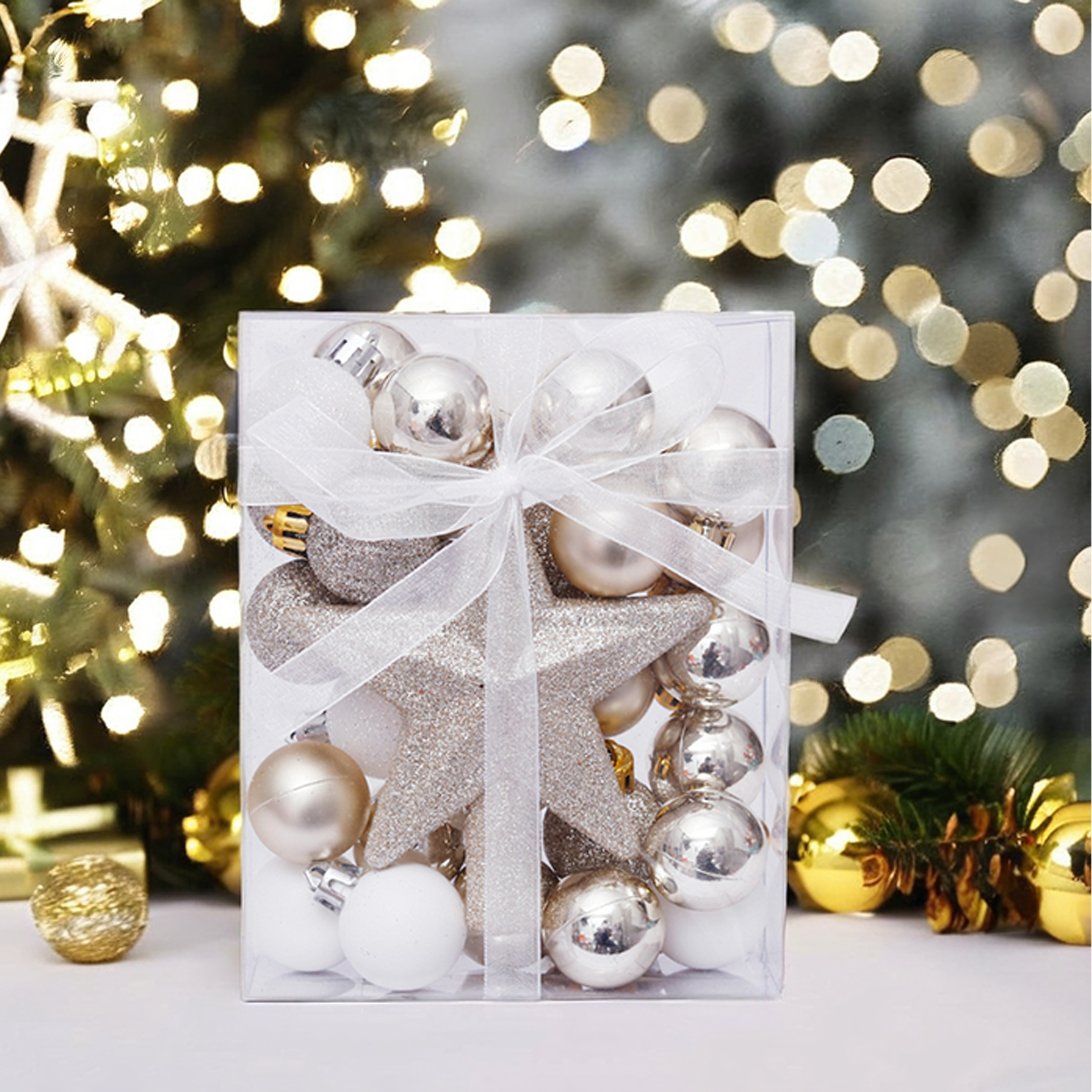 Zestaw Bombek Choinkowych Świątecznych 30 szt Gwiazda na Choinkę Stroik - obrazek 8