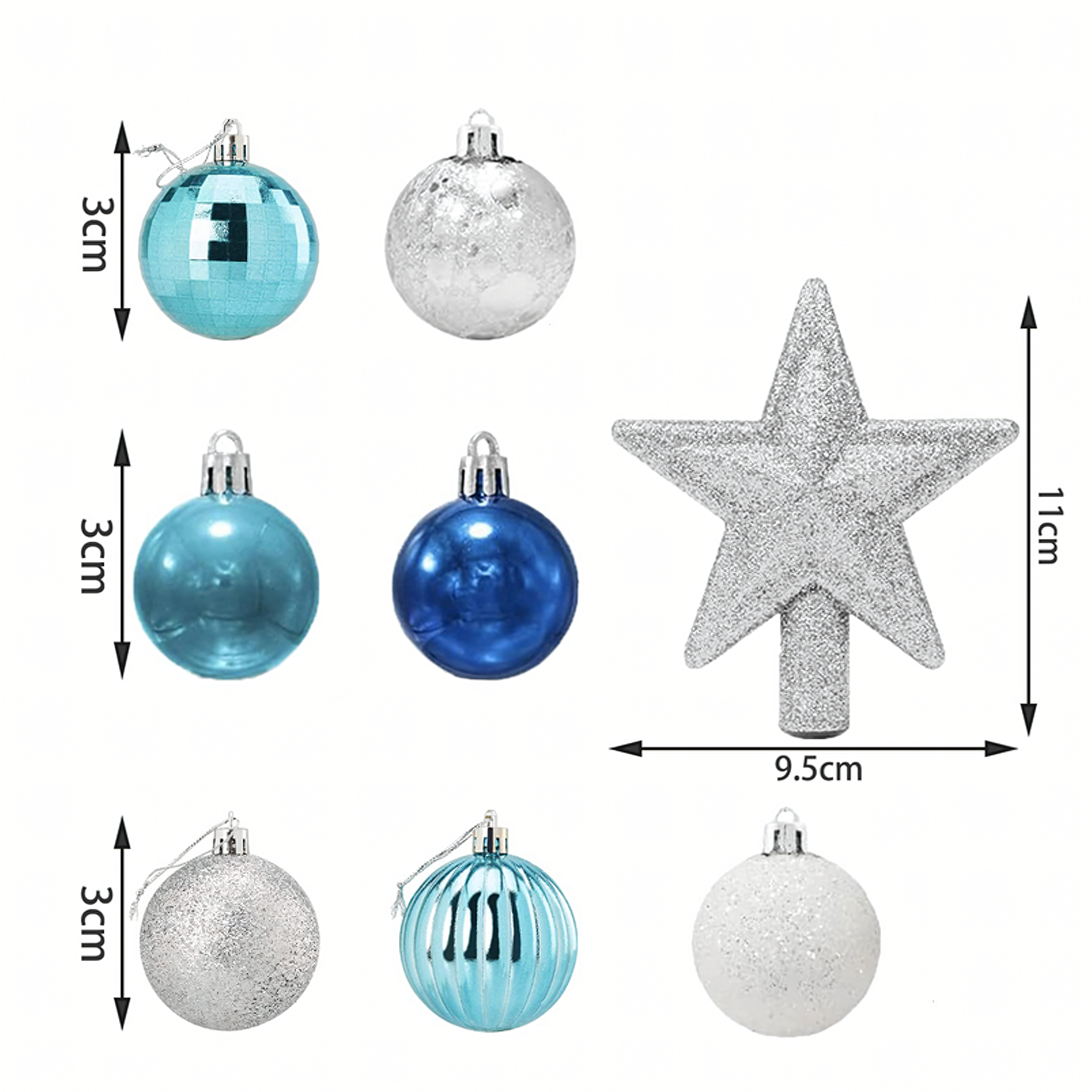 Zestaw Bombek Choinkowych Świątecznych 30 szt Gwiazda na Choinkę Stroik - obrazek 4