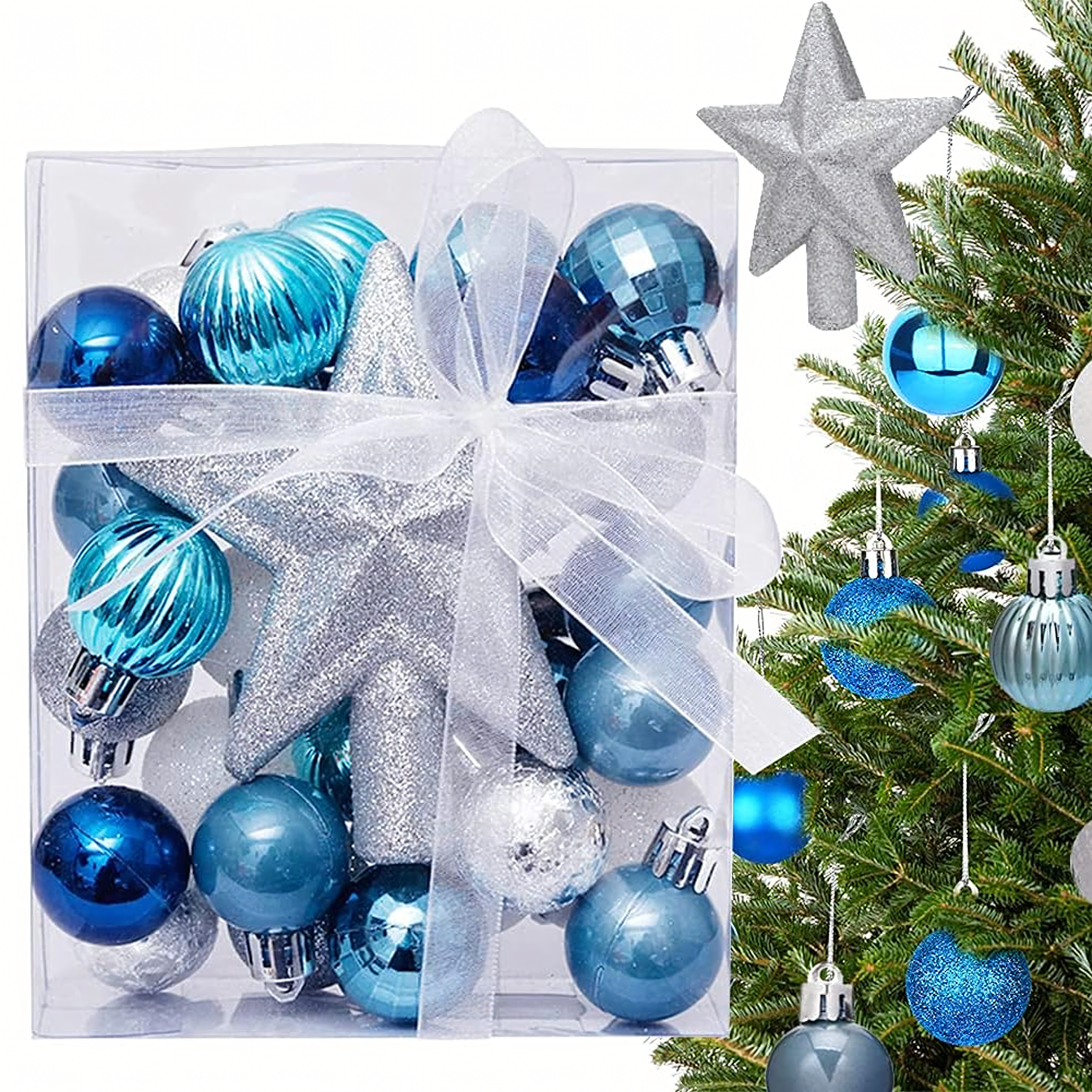 Zestaw Bombek Choinkowych Świątecznych 30 szt Gwiazda na Choinkę Stroik - obrazek 10