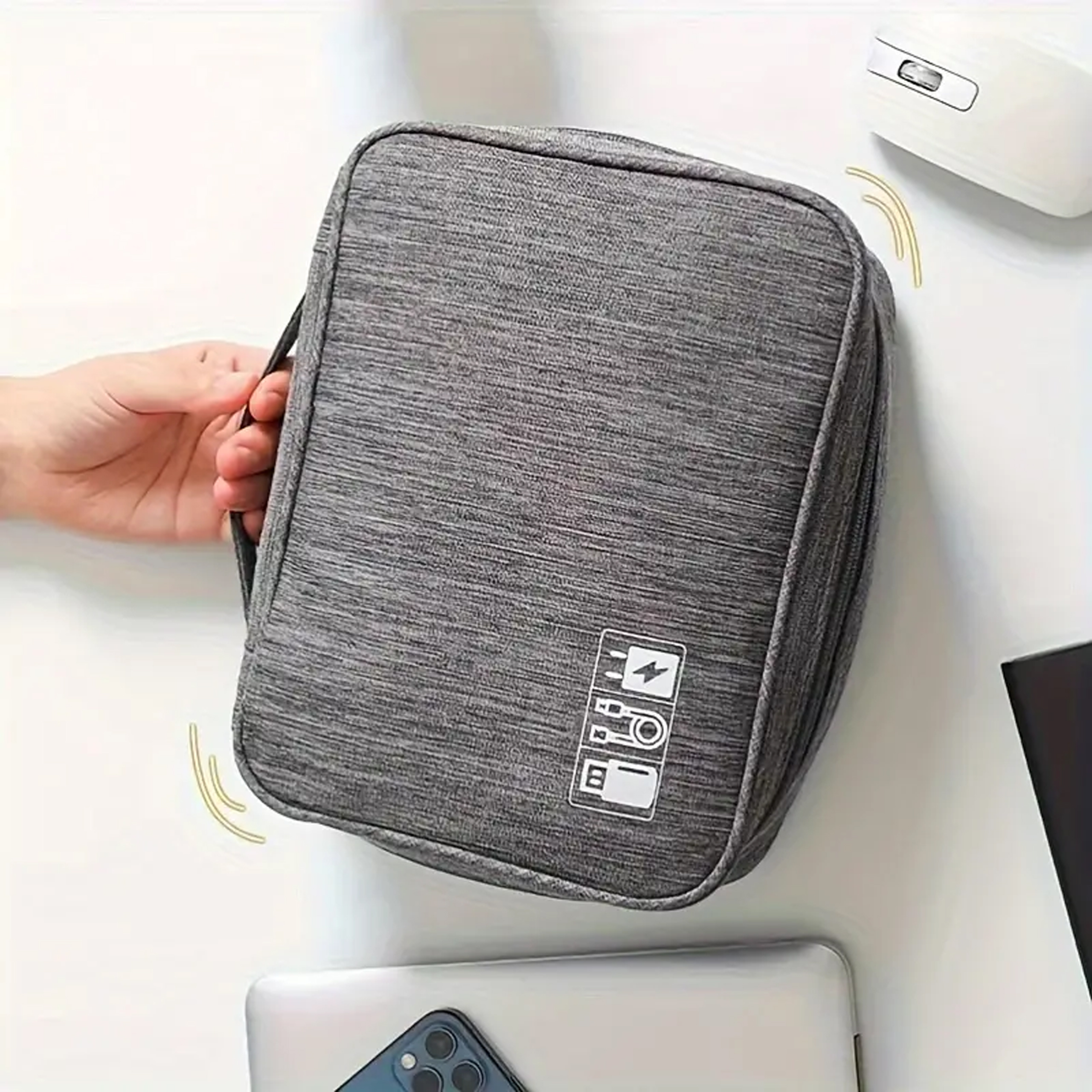 ORGANIZER PODRÓŻNY ETUI TORBA NA KABLE ŁADOWARKI USB AKCESORIA + UCHWYT - obrazek 11