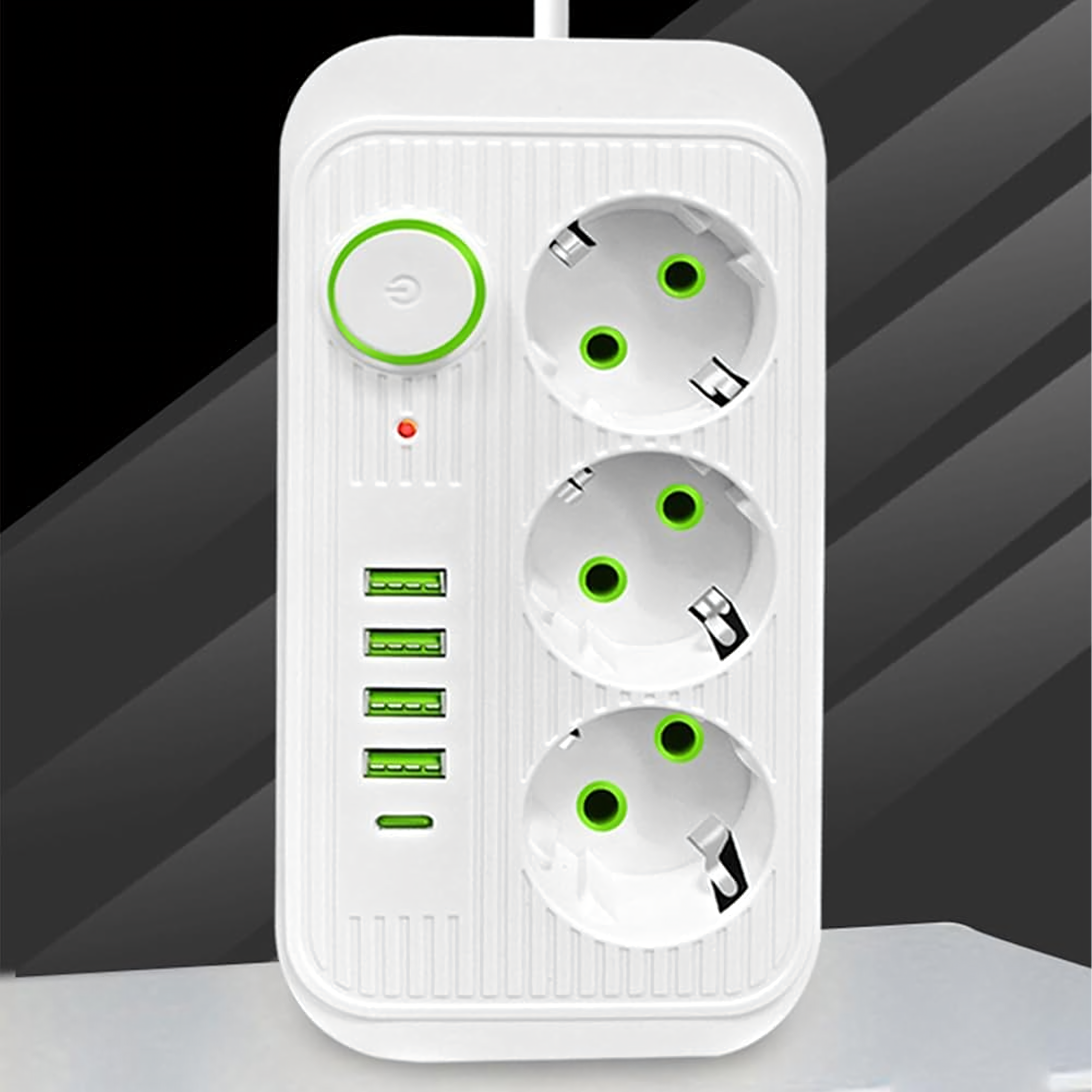 Listwa Zasilająca Przedłużacz Sieć 2m 3 Gniazda 5 x USB Ładowarka Włącznik