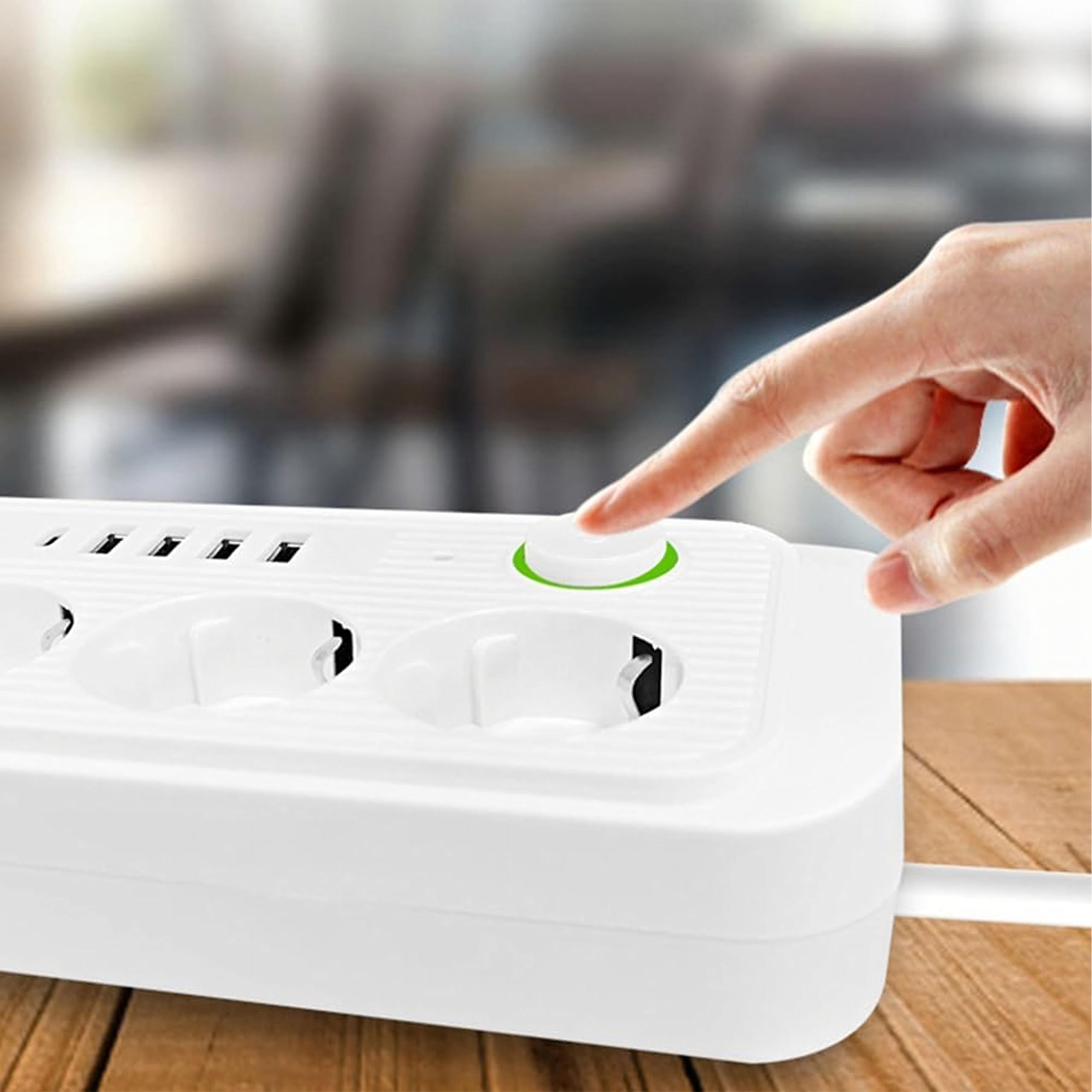 Listwa Zasilająca Przedłużacz Sieć 2m 3 Gniazda 5 x USB Ładowarka Włącznik - obrazek 5