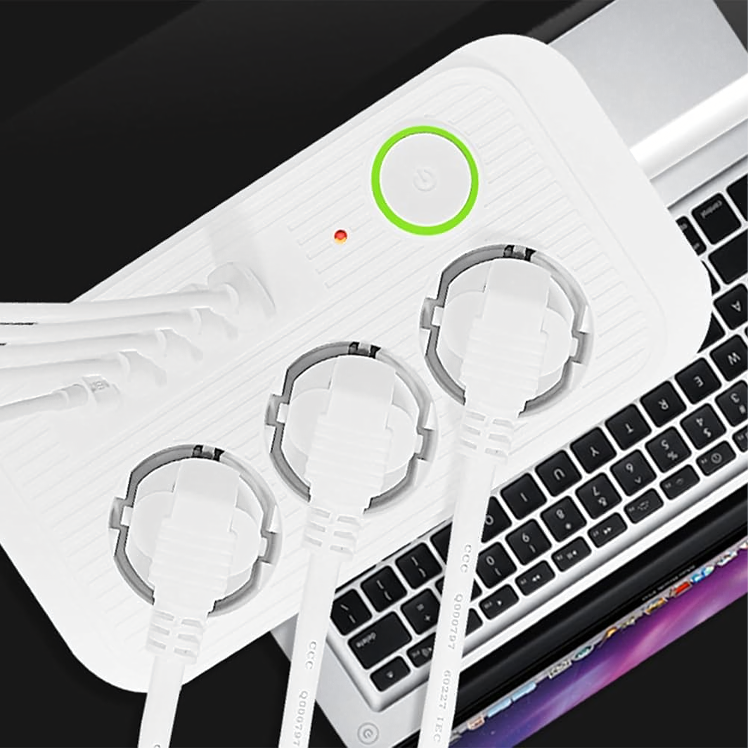 Listwa Zasilająca Przedłużacz Sieć 2m 3 Gniazda 5 x USB Ładowarka Włącznik - obrazek 6