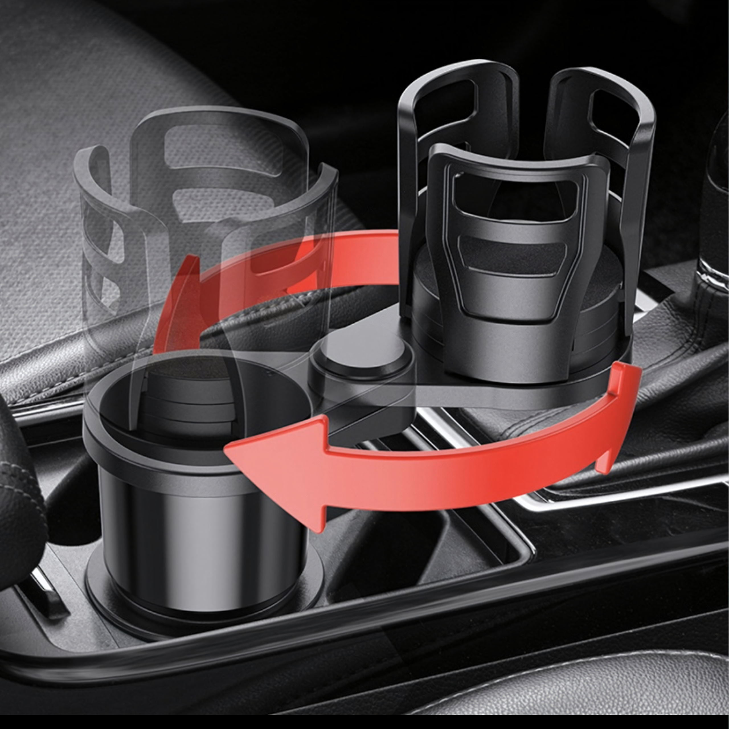 Uchwyt 2w1 Samochodowy na Kubek Napoje Kawę Obrotowy 360° Regulowany - obrazek 9