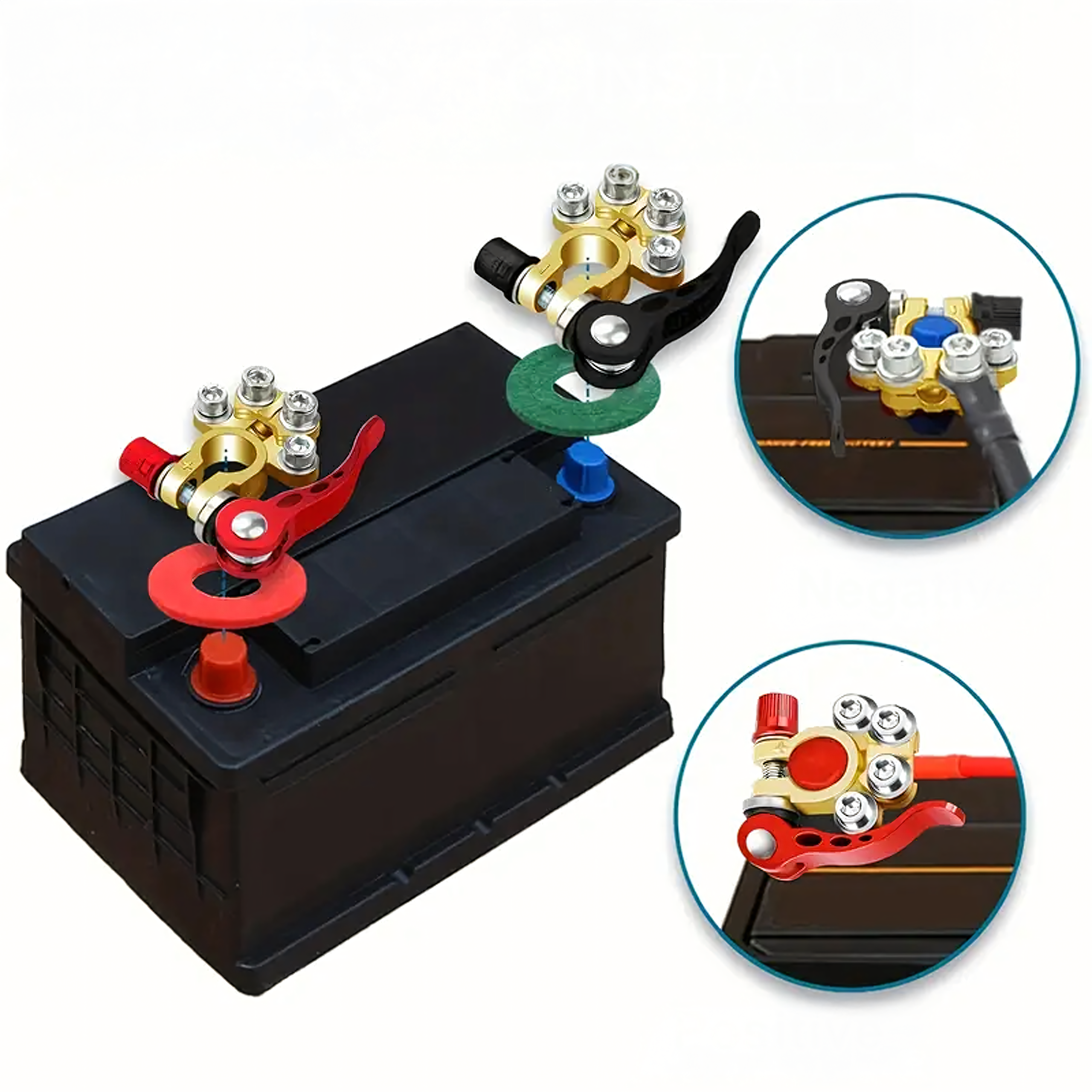 2x Klemy Zaciskowe Złącza Zaciski Akumulatora Dodatnie Ujemne Zestaw 6-24V - obrazek 3