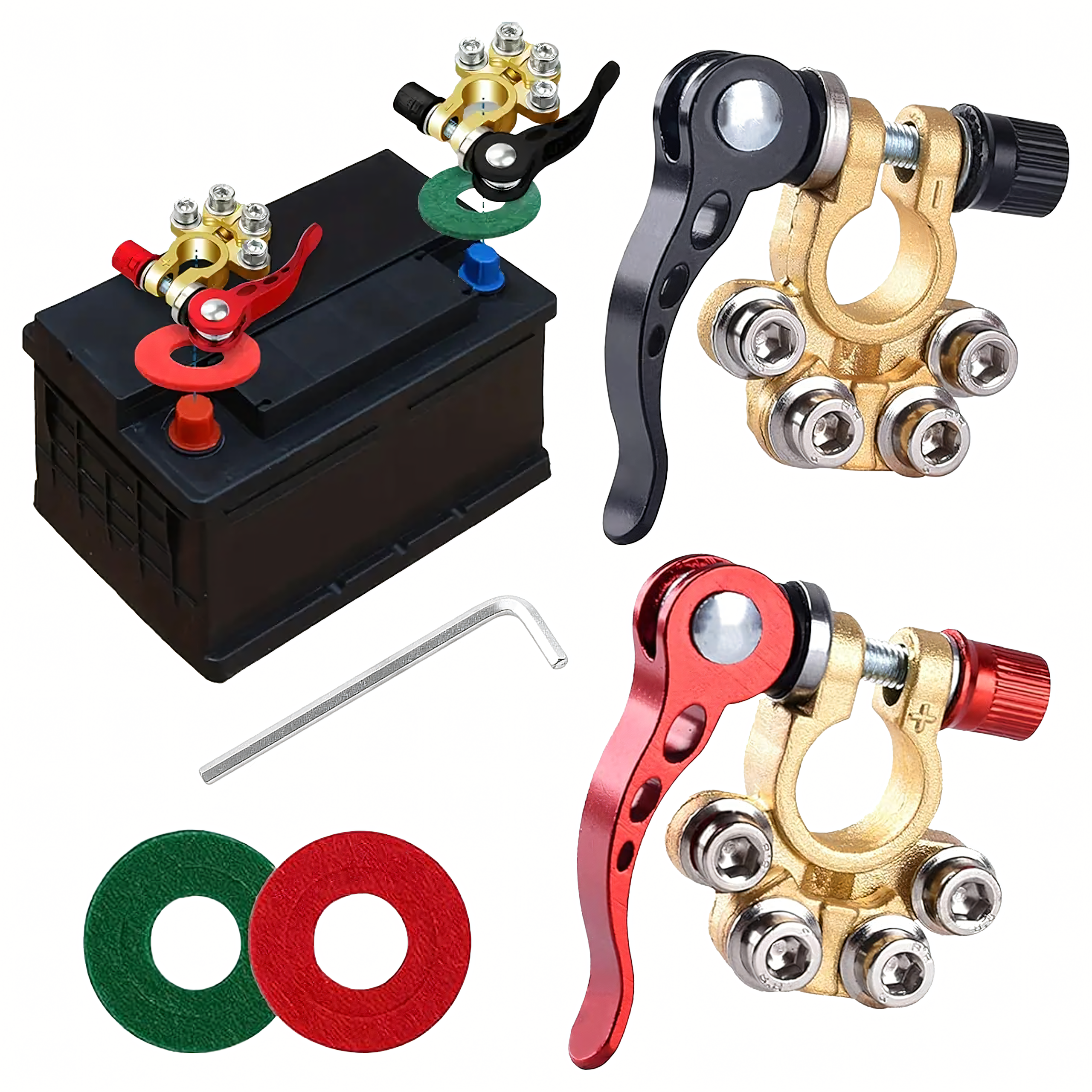 2x Klemy Zaciskowe Złącza Zaciski Akumulatora Dodatnie Ujemne Zestaw 6-24V - obrazek 4