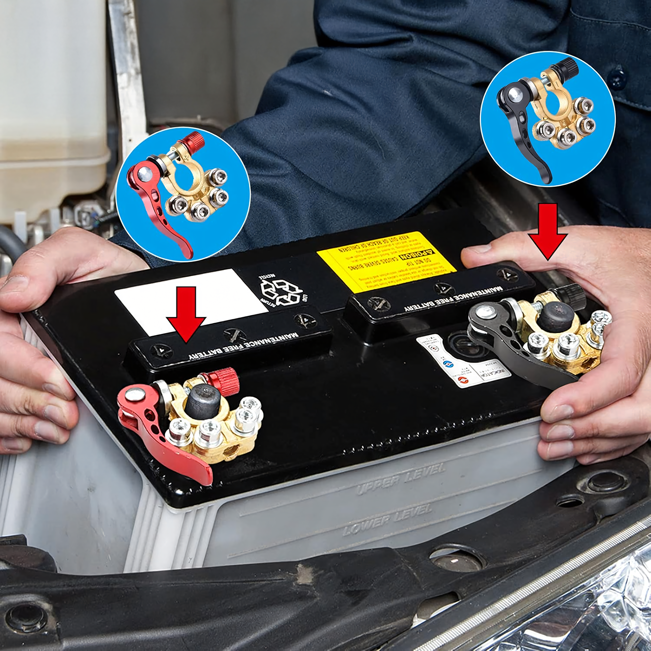 2x Klemy Zaciskowe Złącza Zaciski Akumulatora Dodatnie Ujemne Zestaw 6-24V - obrazek 7