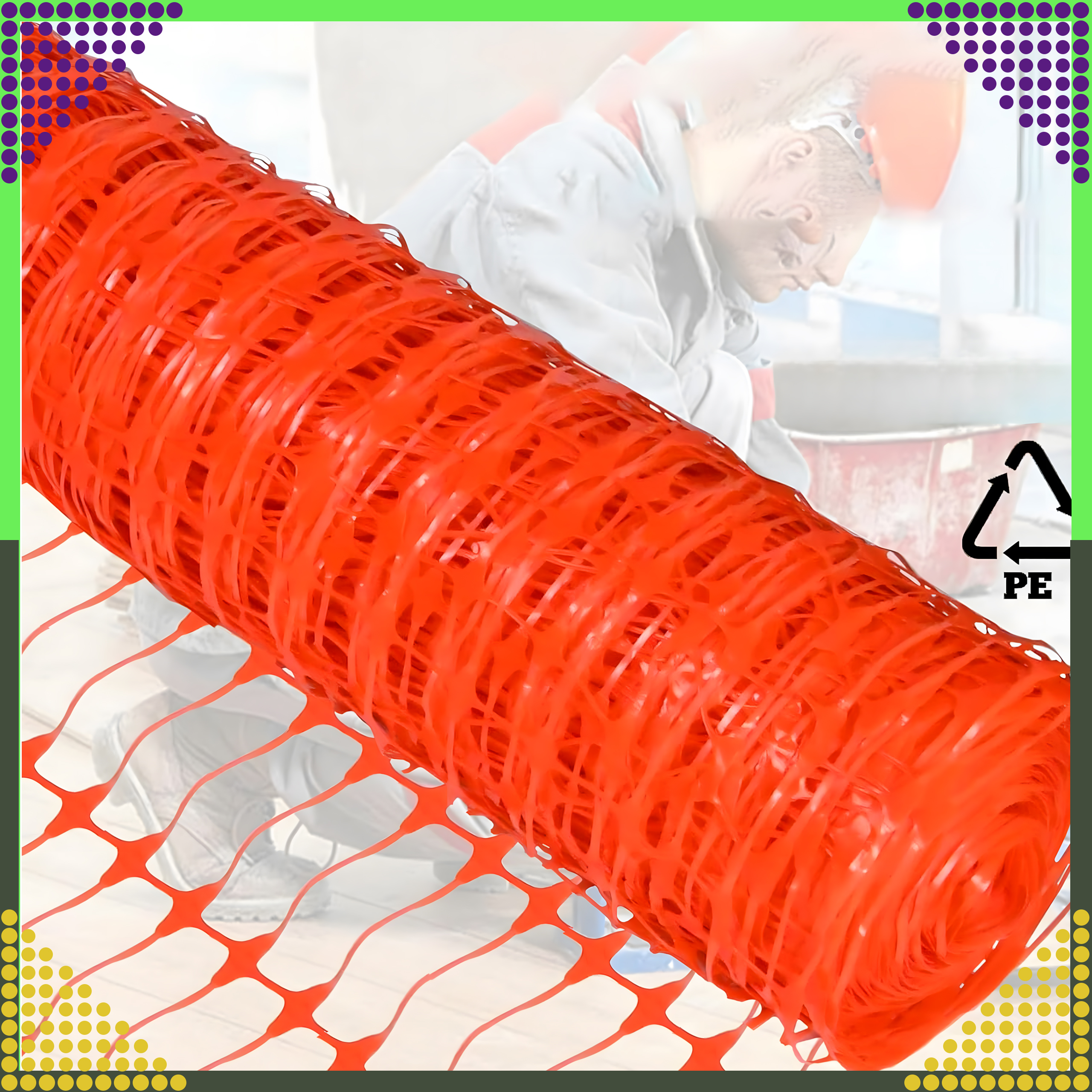 Siatka Budowlana Ostrzegawcza Drogowa Plastikowa Pomarańczowa 1x50m 100g - obrazek 4