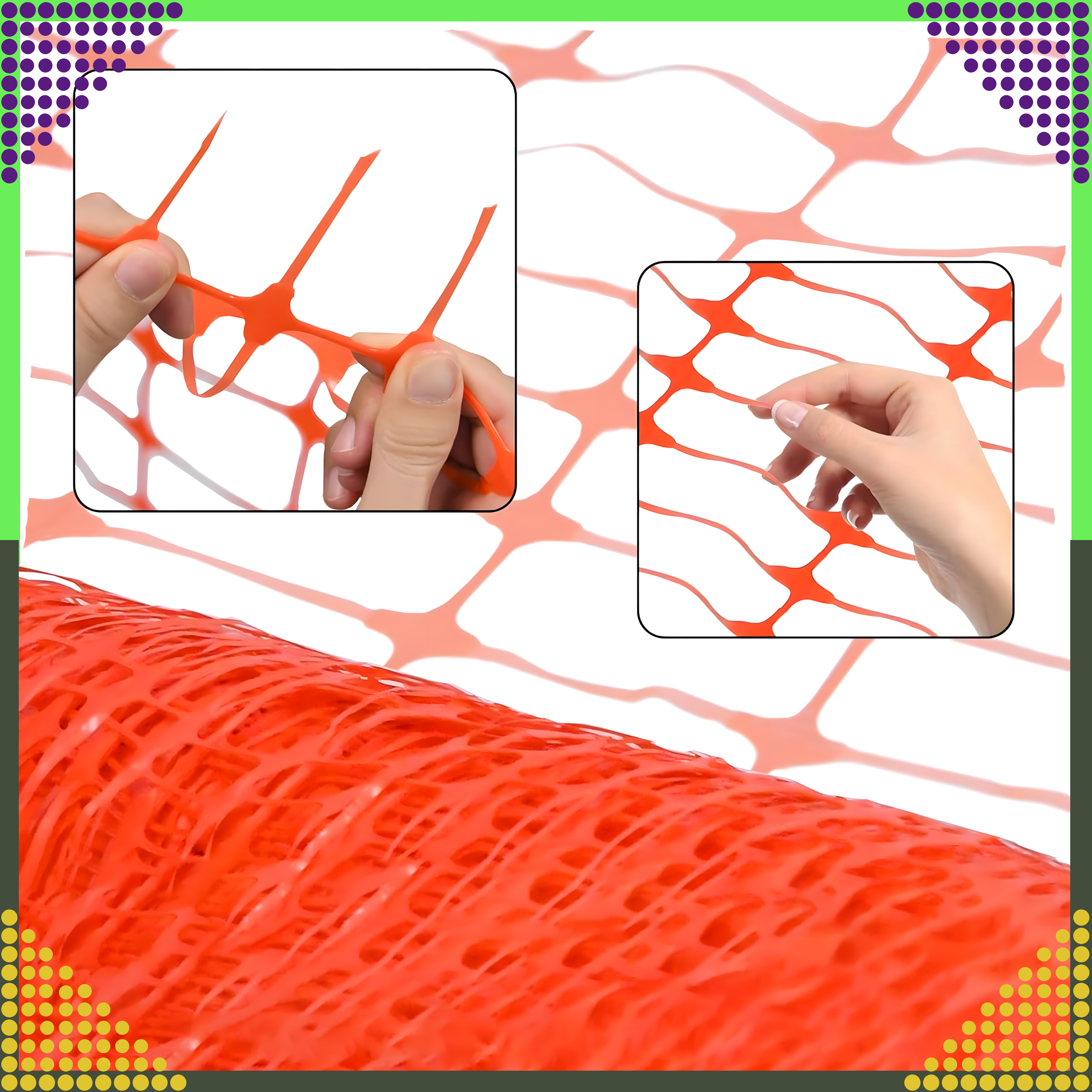 Siatka Budowlana Ostrzegawcza Drogowa Plastikowa Pomarańczowa 1x50m 100g - obrazek 5