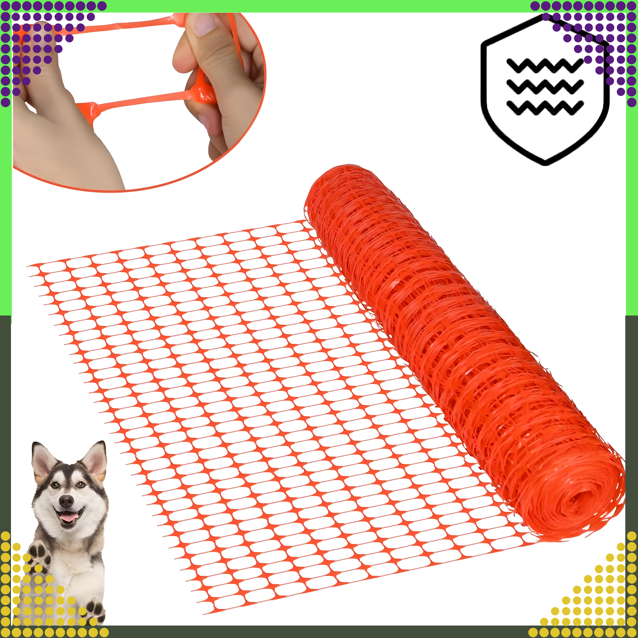 Siatka Budowlana Ostrzegawcza Drogowa Plastikowa Pomarańczowa 1x50m 100g - obrazek 6