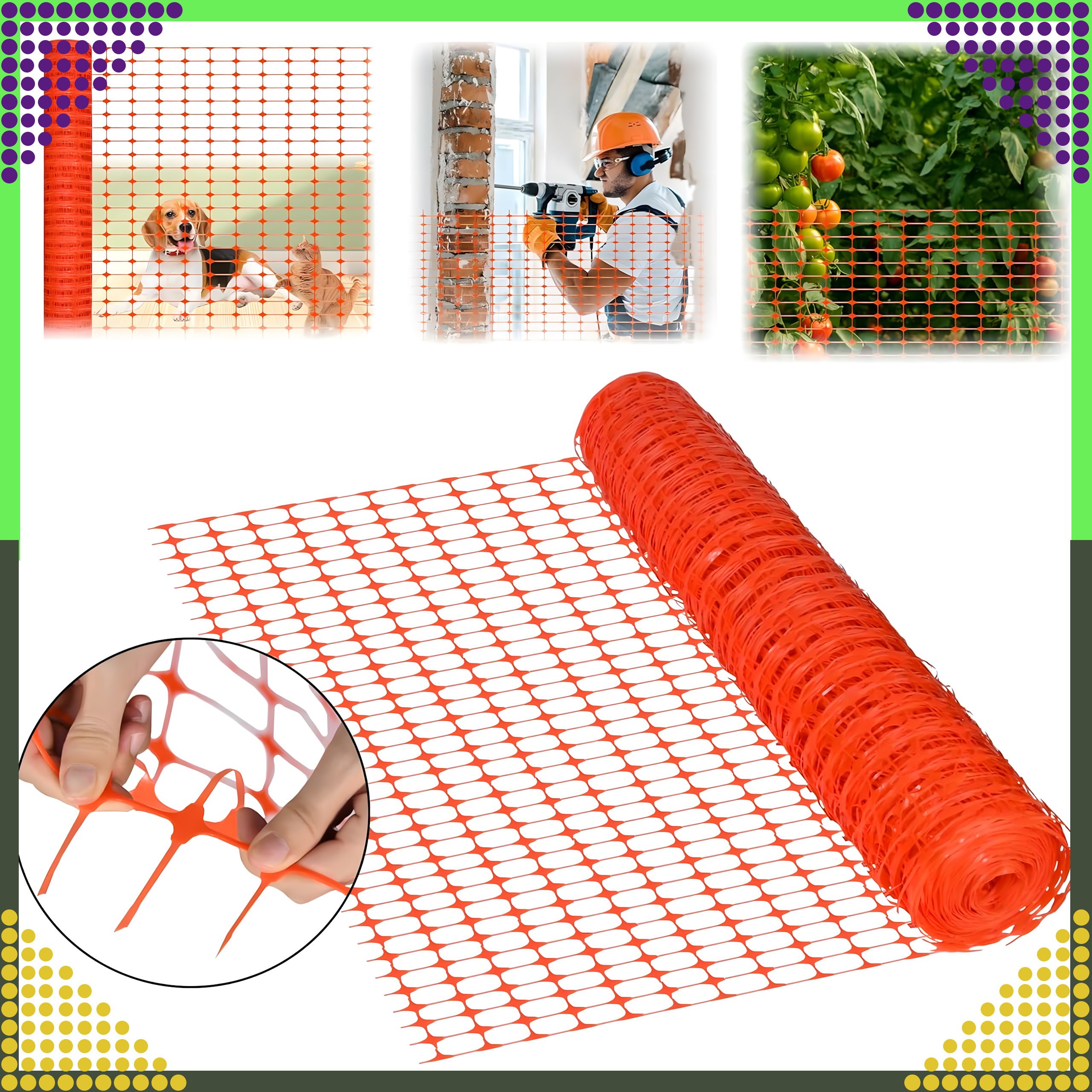 Siatka Budowlana Ostrzegawcza Drogowa Plastikowa Pomarańczowa 1x50m 100g - obrazek 11