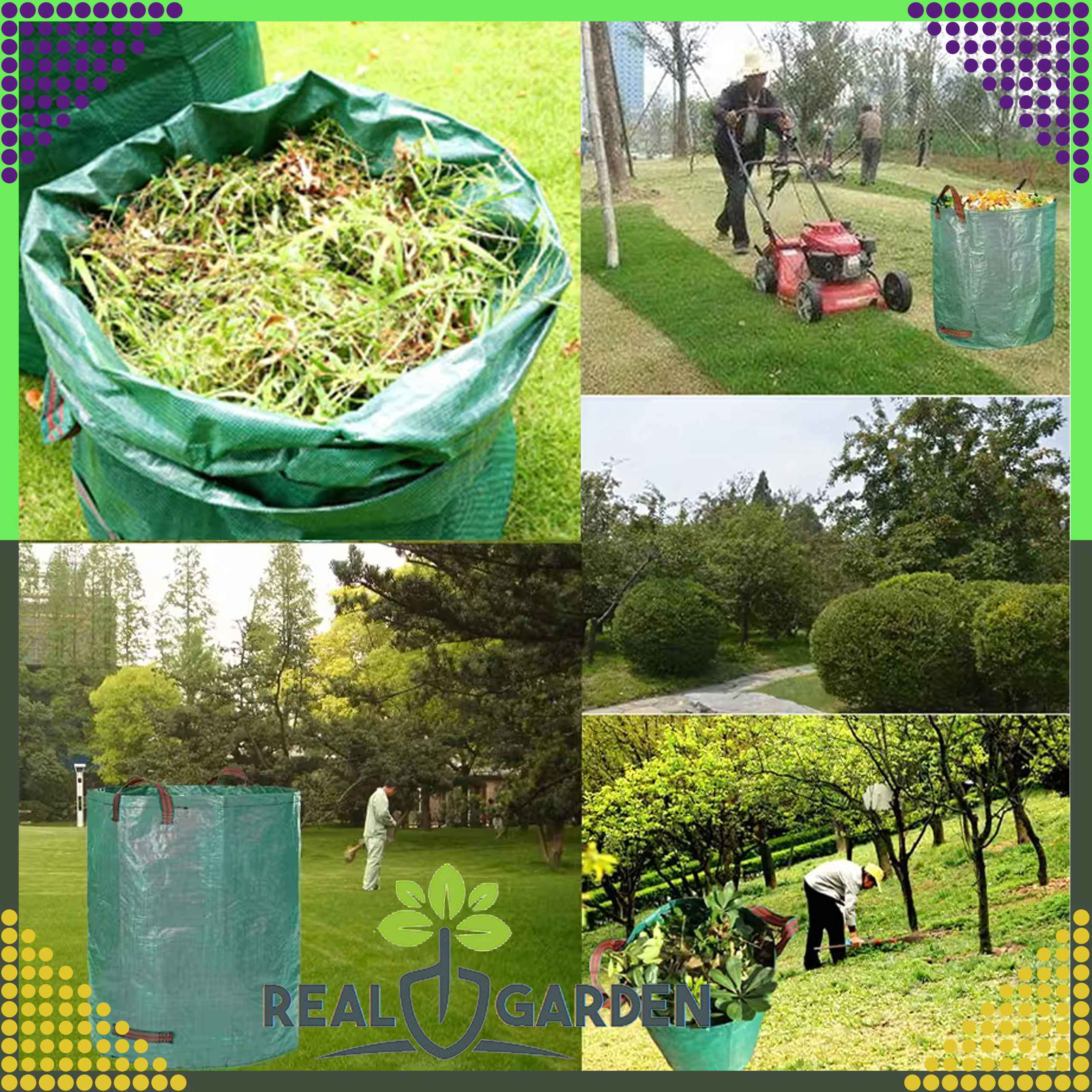 Worek Ogrodowy Torba Ogrodowa Pojemnik na Liście Trawę Duży mocny 120L - obrazek 6