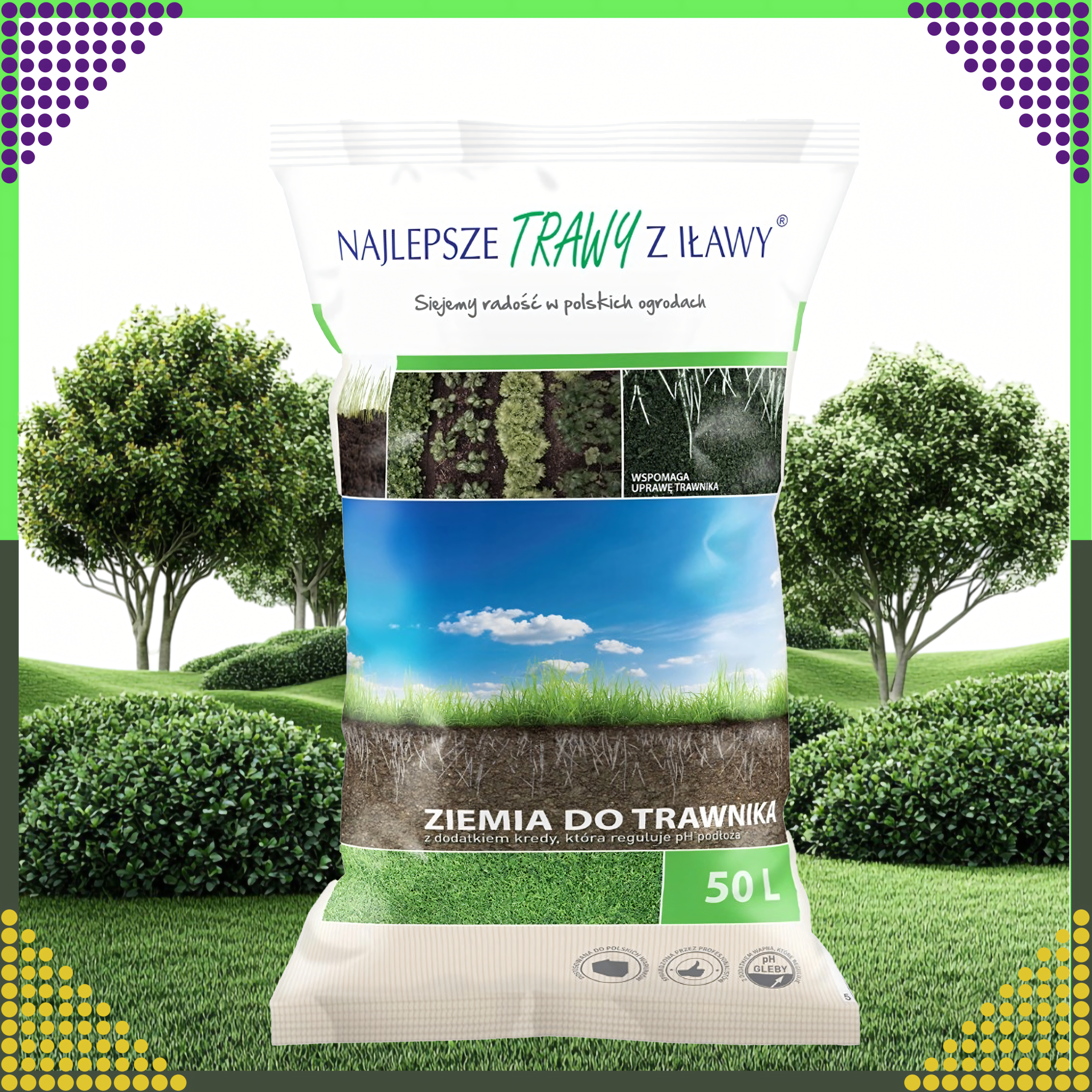 Podłoże Ziemia Organiczna Ogrodowa do Trawnika Trawników Żyżna Gotowa 50L
