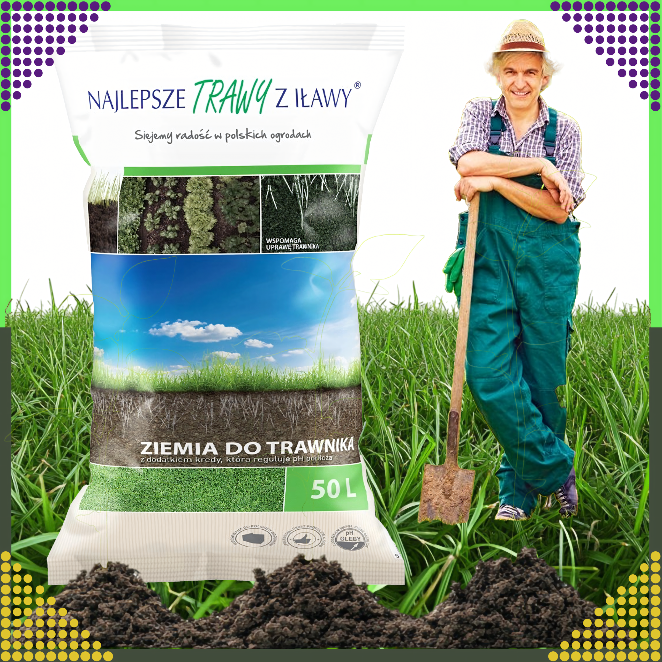 Podłoże Ziemia Organiczna Ogrodowa do Trawnika Trawników Żyżna Gotowa 50L - obrazek 5