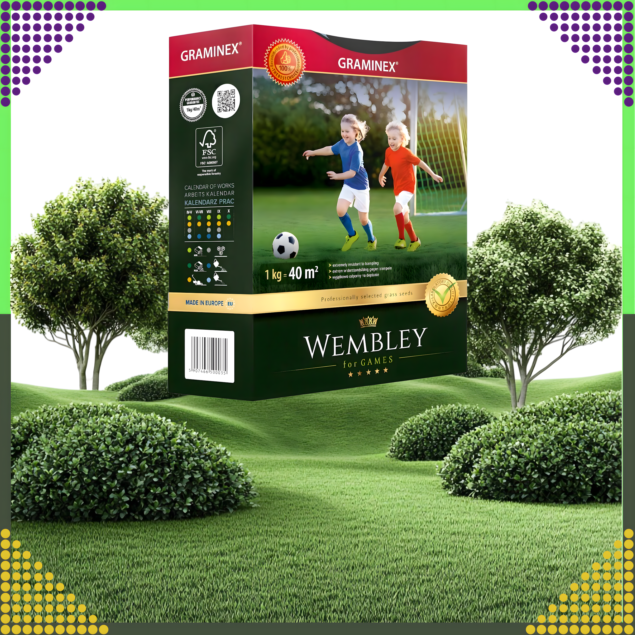 Premium Trawa sportowa sportowa boiskowa WEMBLEY 1kg 40m trawnik sportowy - obrazek 4