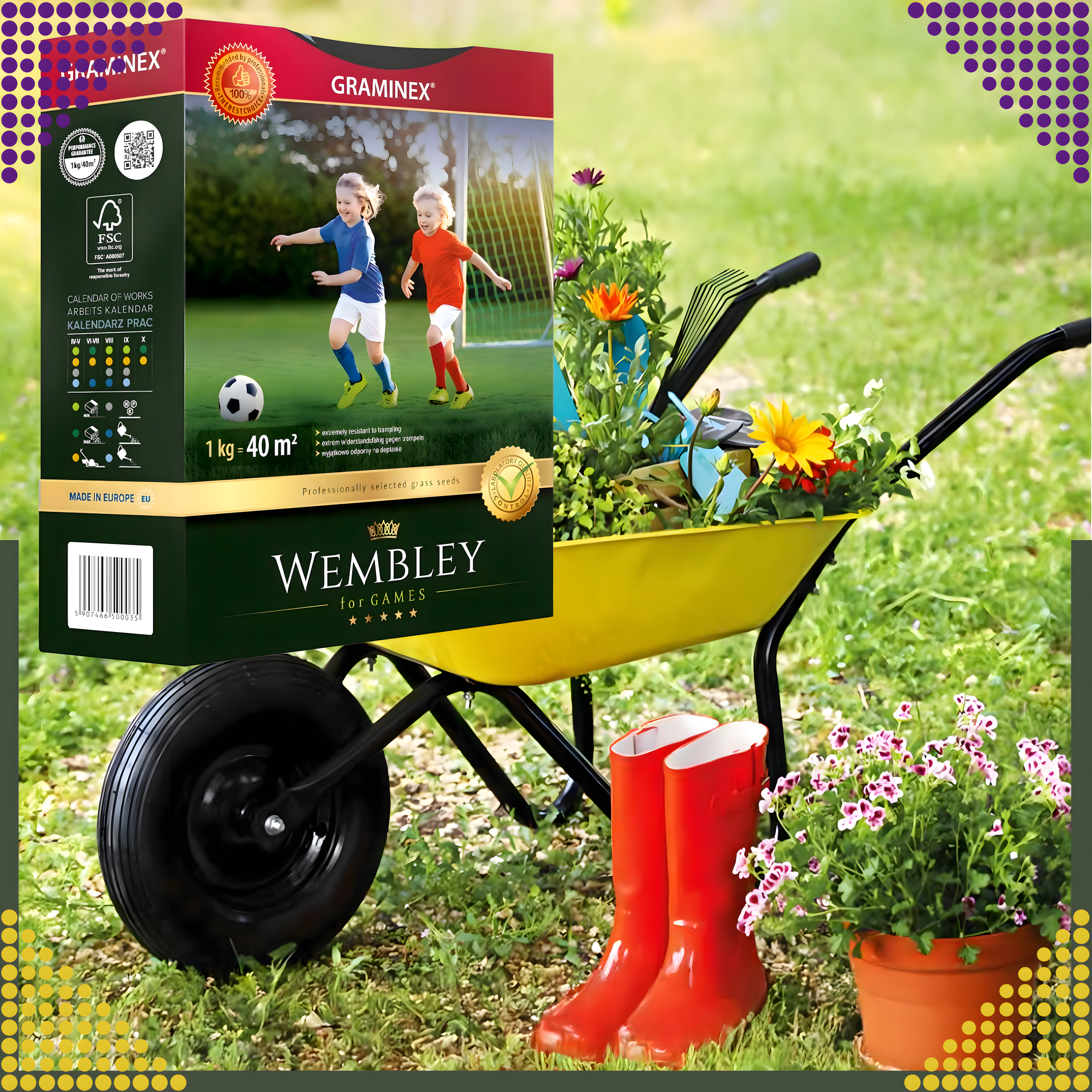 Premium Trawa sportowa sportowa boiskowa WEMBLEY 1kg 40m trawnik sportowy - obrazek 5