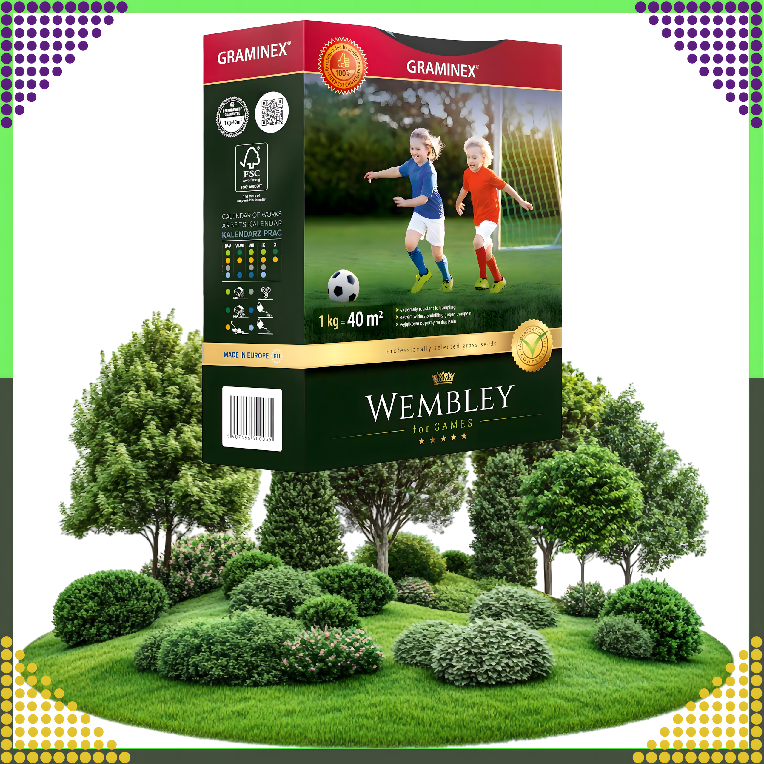 Premium Trawa sportowa sportowa boiskowa WEMBLEY 1kg 40m trawnik sportowy - obrazek 6