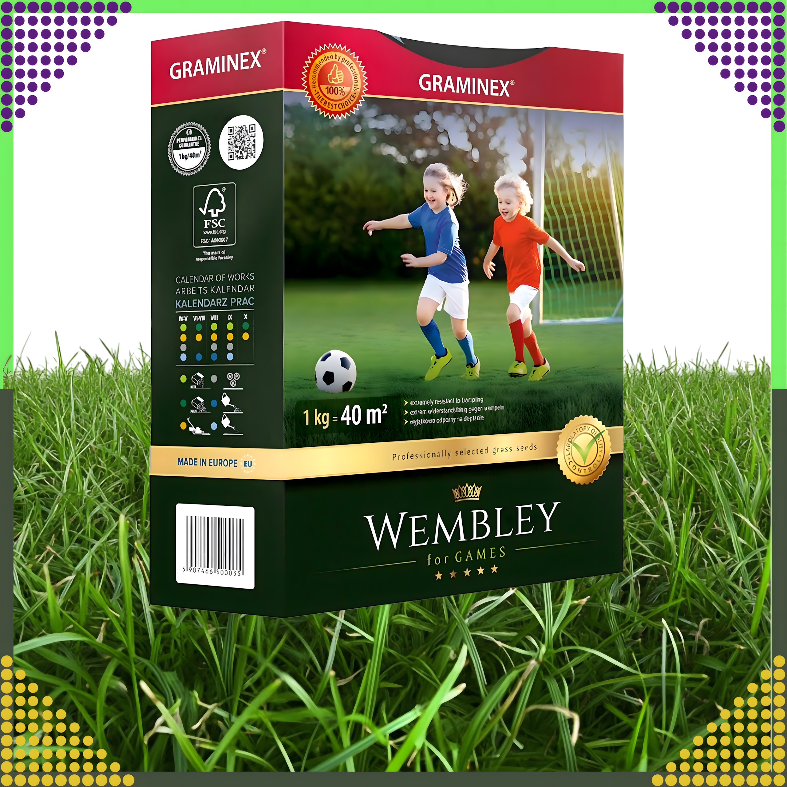 Premium Trawa sportowa sportowa boiskowa WEMBLEY 1kg 40m trawnik sportowy - obrazek 8