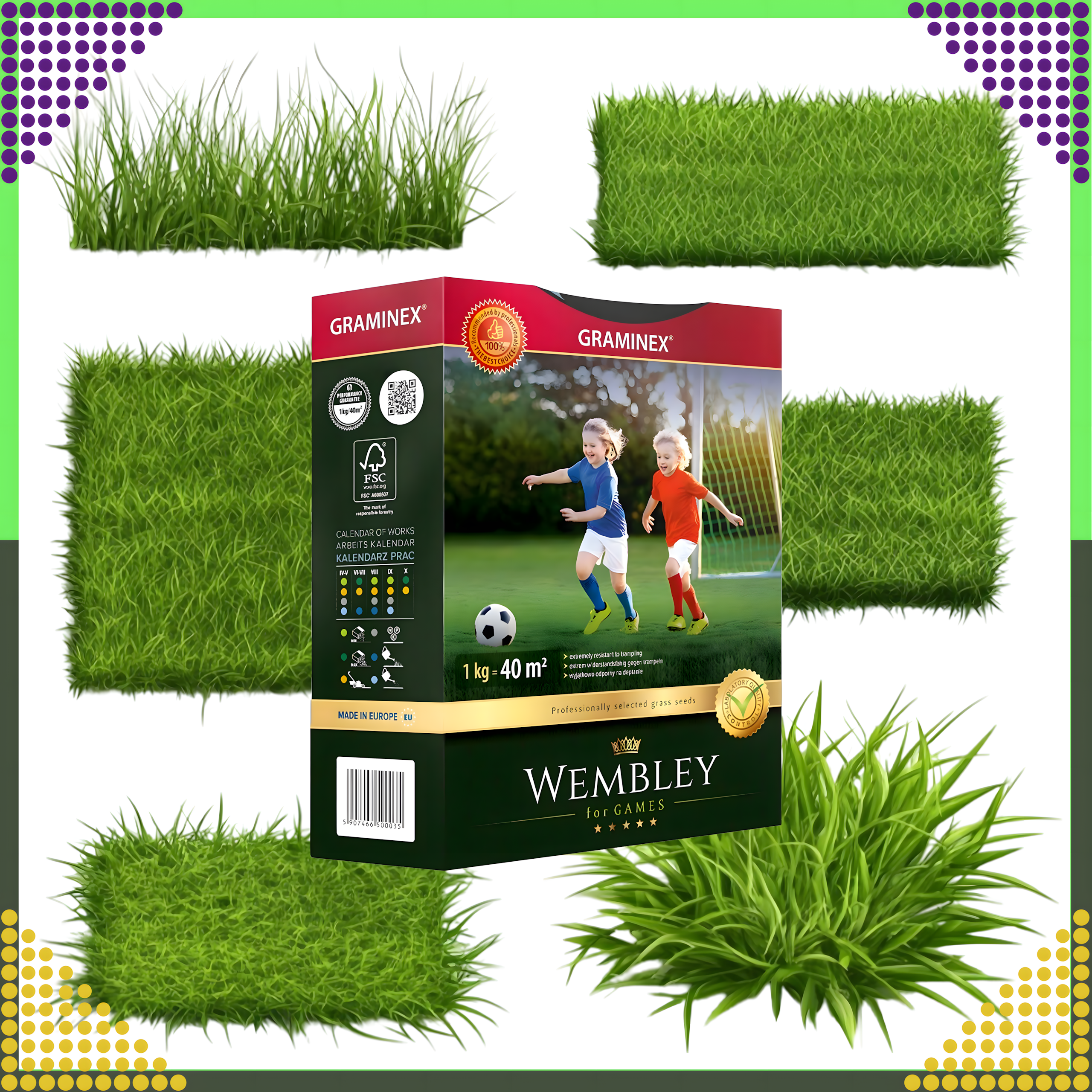 Premium Trawa sportowa sportowa boiskowa WEMBLEY 1kg 40m trawnik sportowy - obrazek 9