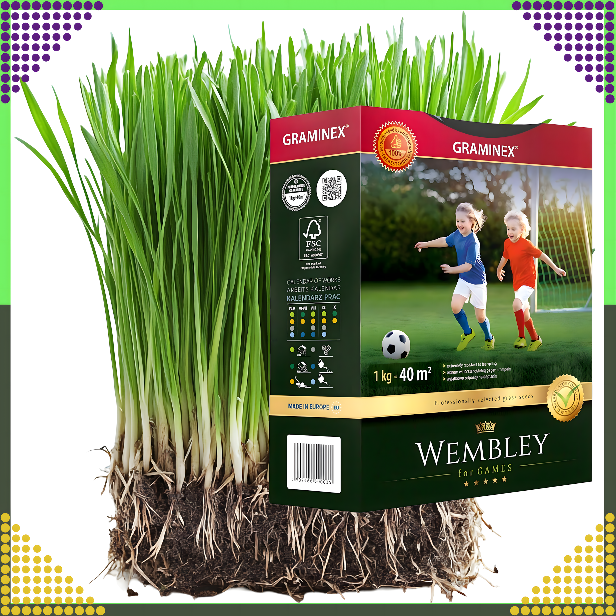 Premium Trawa sportowa sportowa boiskowa WEMBLEY 1kg 40m trawnik sportowy - obrazek 10