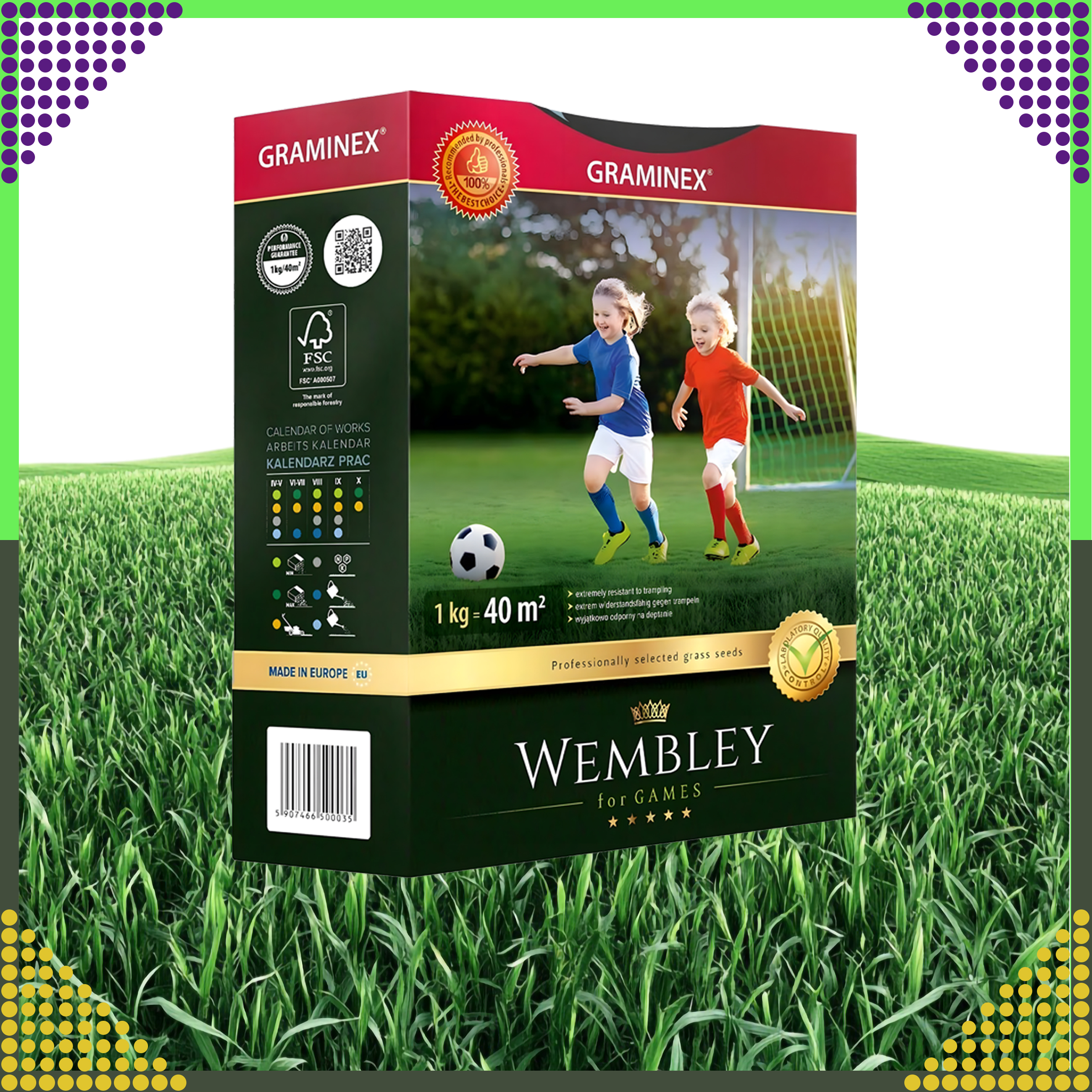 Premium Trawa sportowa sportowa boiskowa WEMBLEY 1kg 40m trawnik sportowy - obrazek 11