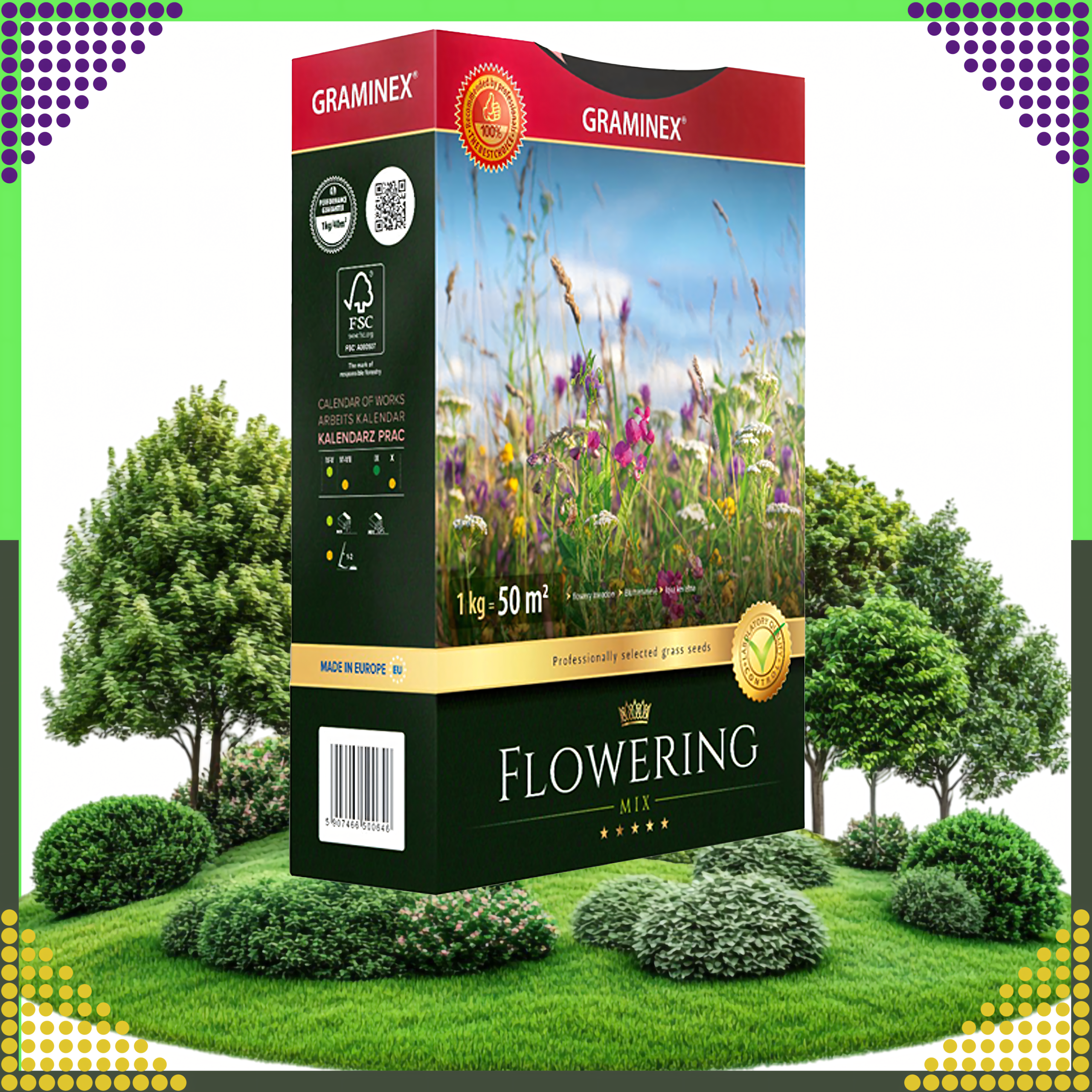 Premium Trawa Mieszanka FLOWERING Mix 1kg 40m Trawnik Łąka Kwiatowa Nasiona - obrazek 8