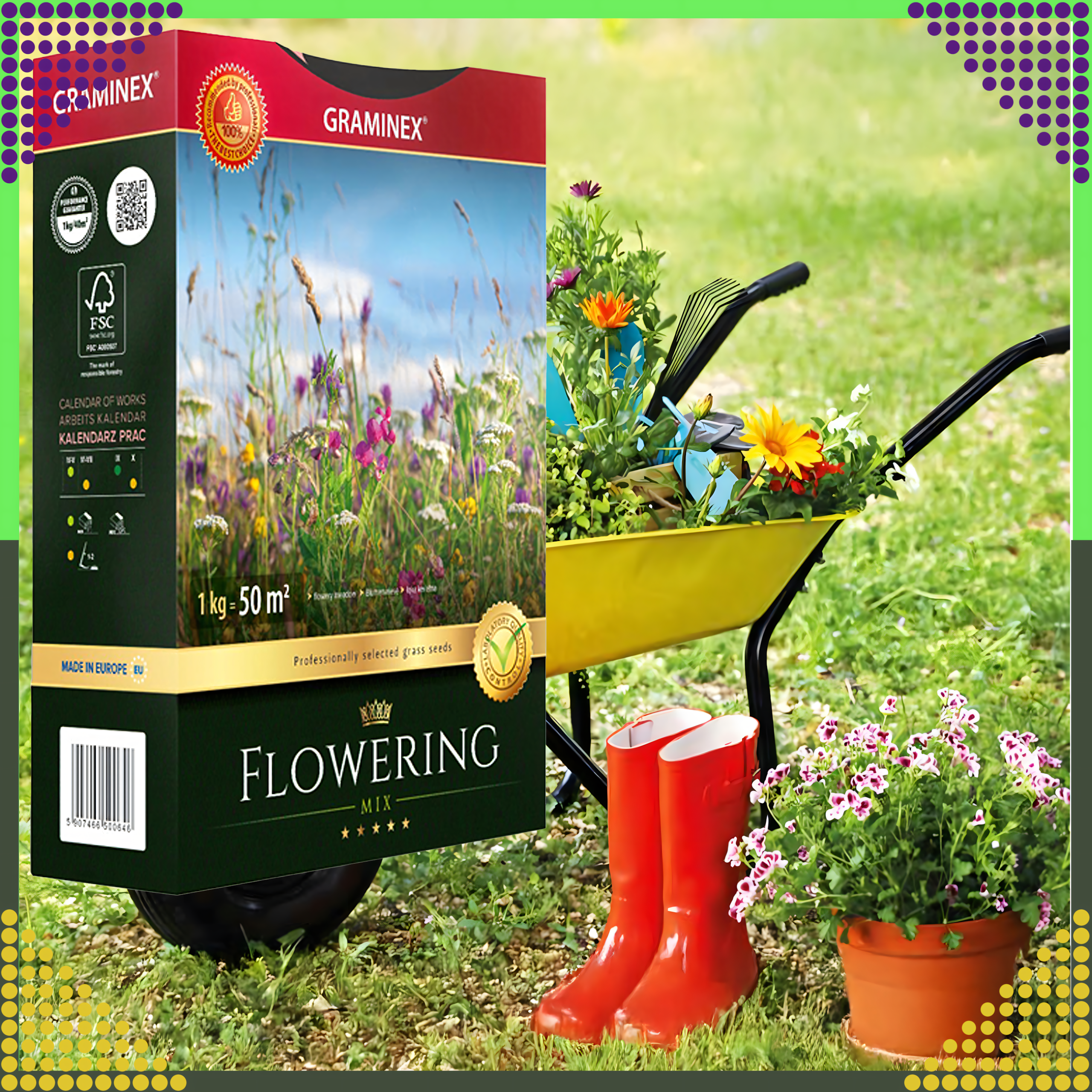 Premium Trawa Mieszanka FLOWERING Mix 1kg 40m Trawnik Łąka Kwiatowa Nasiona - obrazek 9