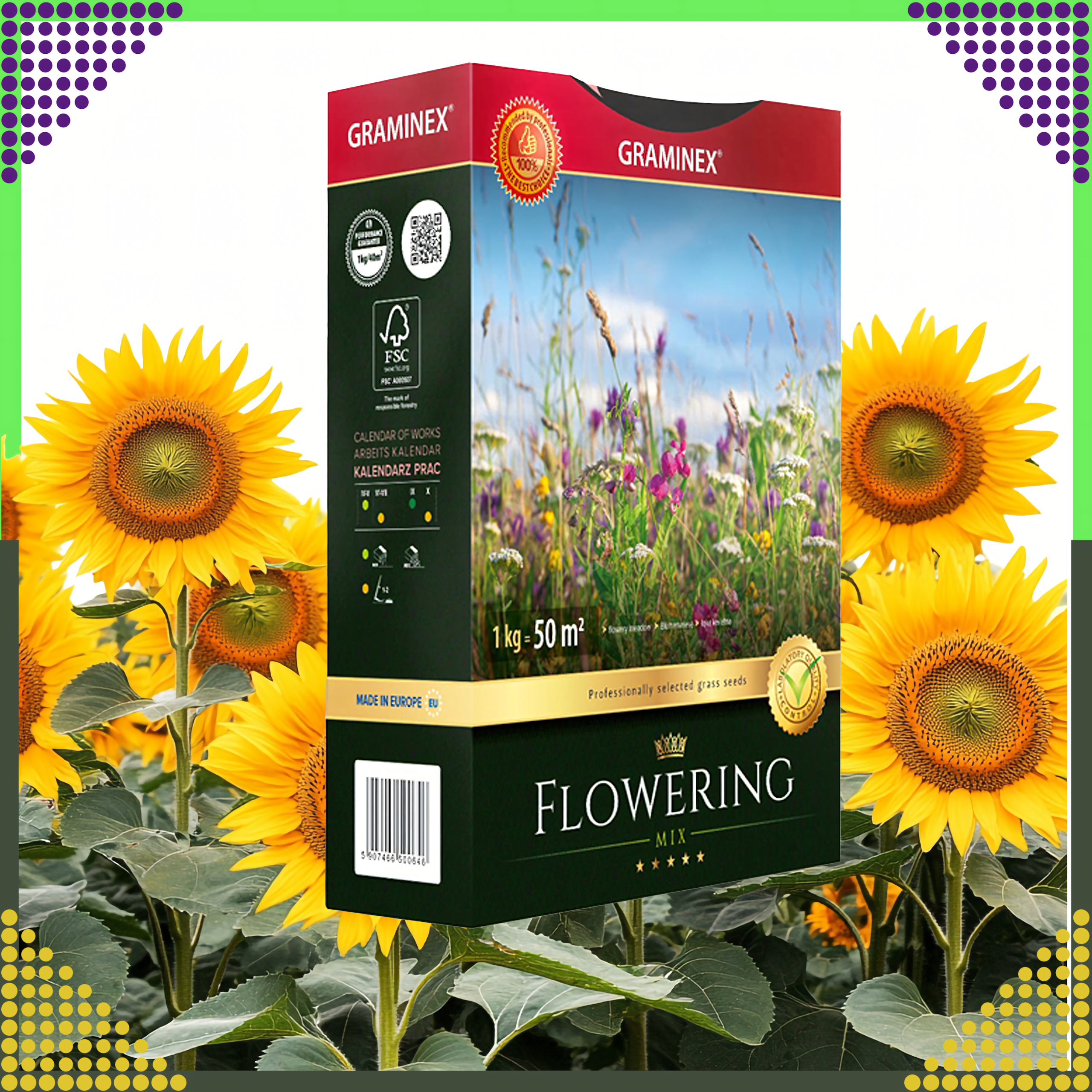 Premium Trawa Mieszanka FLOWERING Mix 1kg 40m Trawnik Łąka Kwiatowa Nasiona - obrazek 10