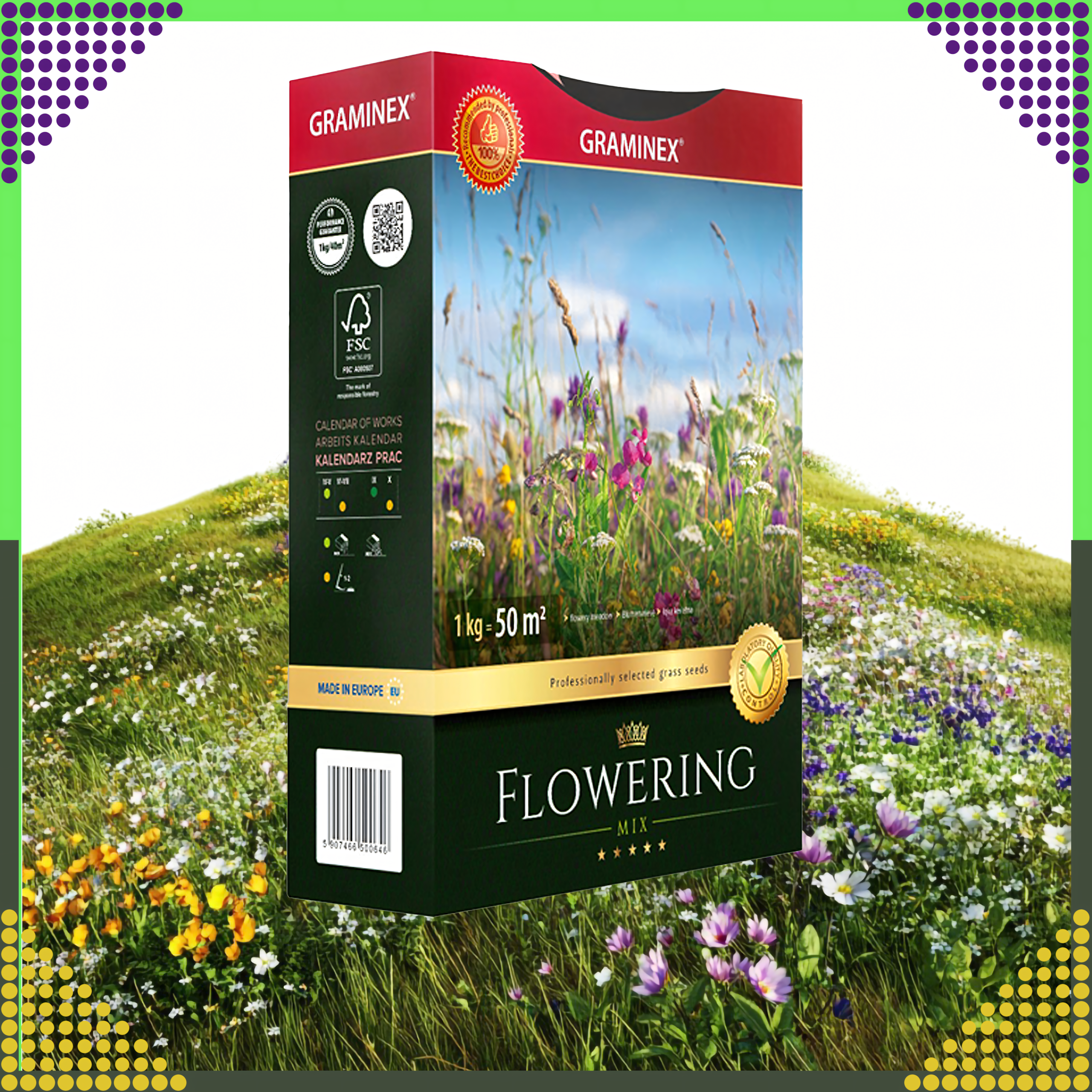 Premium Trawa Mieszanka FLOWERING Mix 1kg 40m Trawnik Łąka Kwiatowa Nasiona - obrazek 11