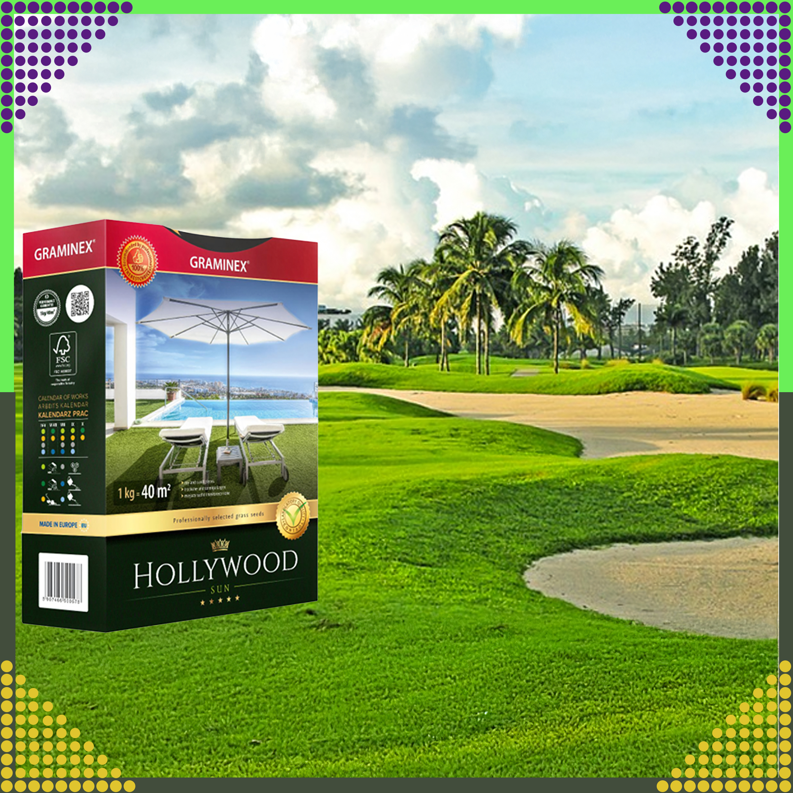 Premium Trawa Nasiona Mieszanka HOLLYWOOD 1kg do Słonecznych Miejsc Suchych - obrazek 8